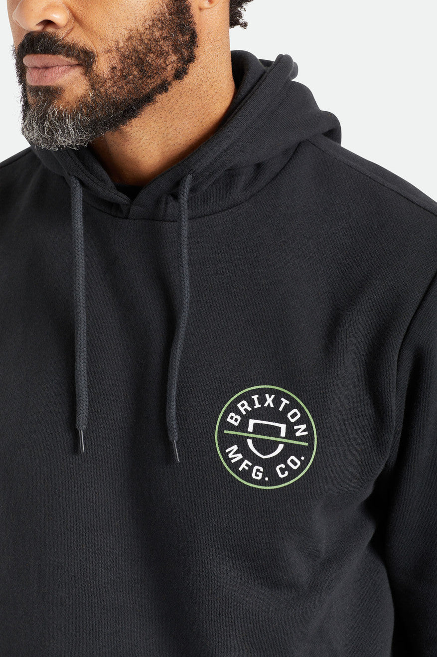 Sudadera Con Capucha Brixton Crest Hombre Negras Verde Blancas | NQPY38627