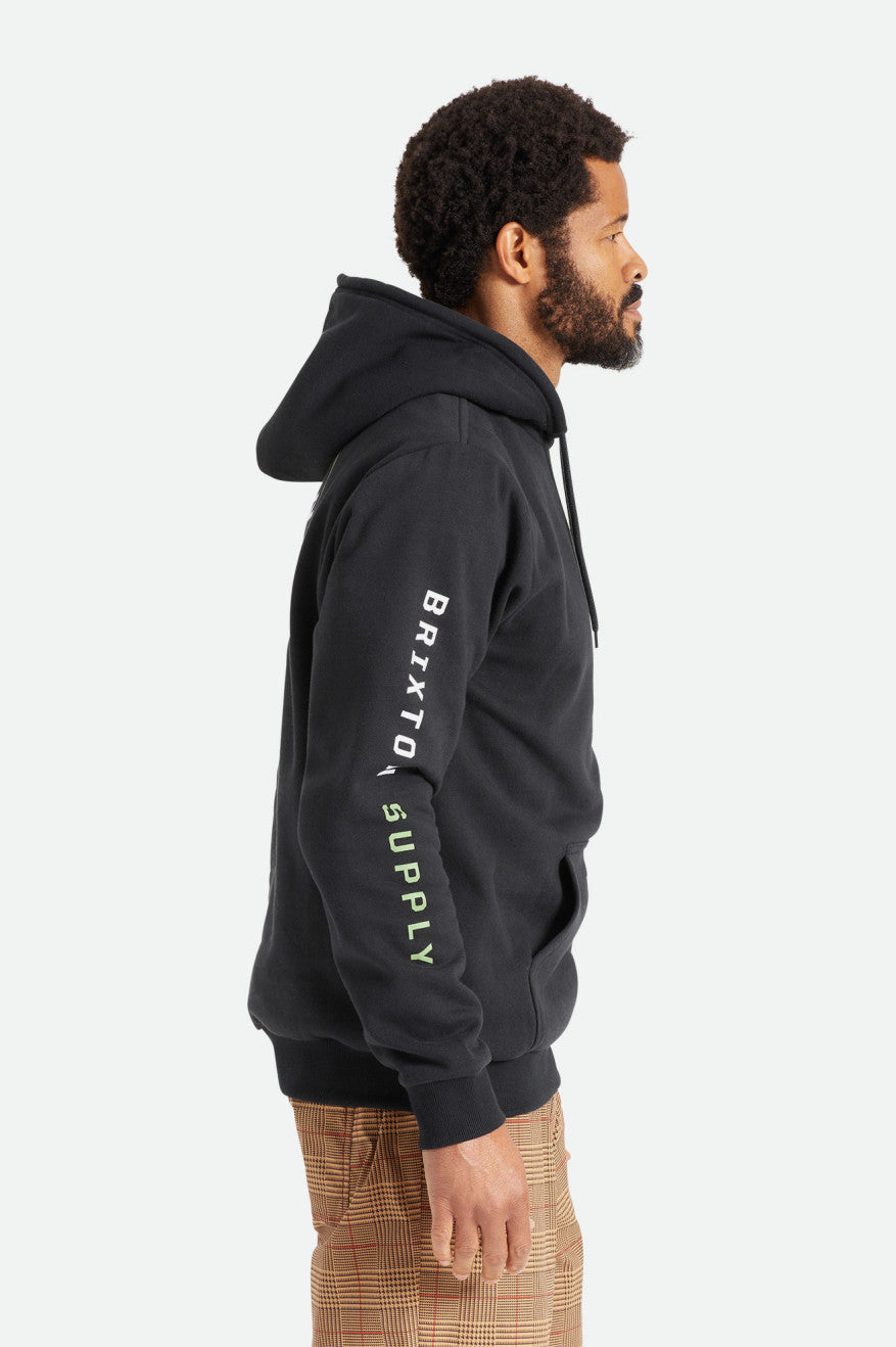 Sudadera Con Capucha Brixton Crest Hombre Negras Verde Blancas | NQPY38627