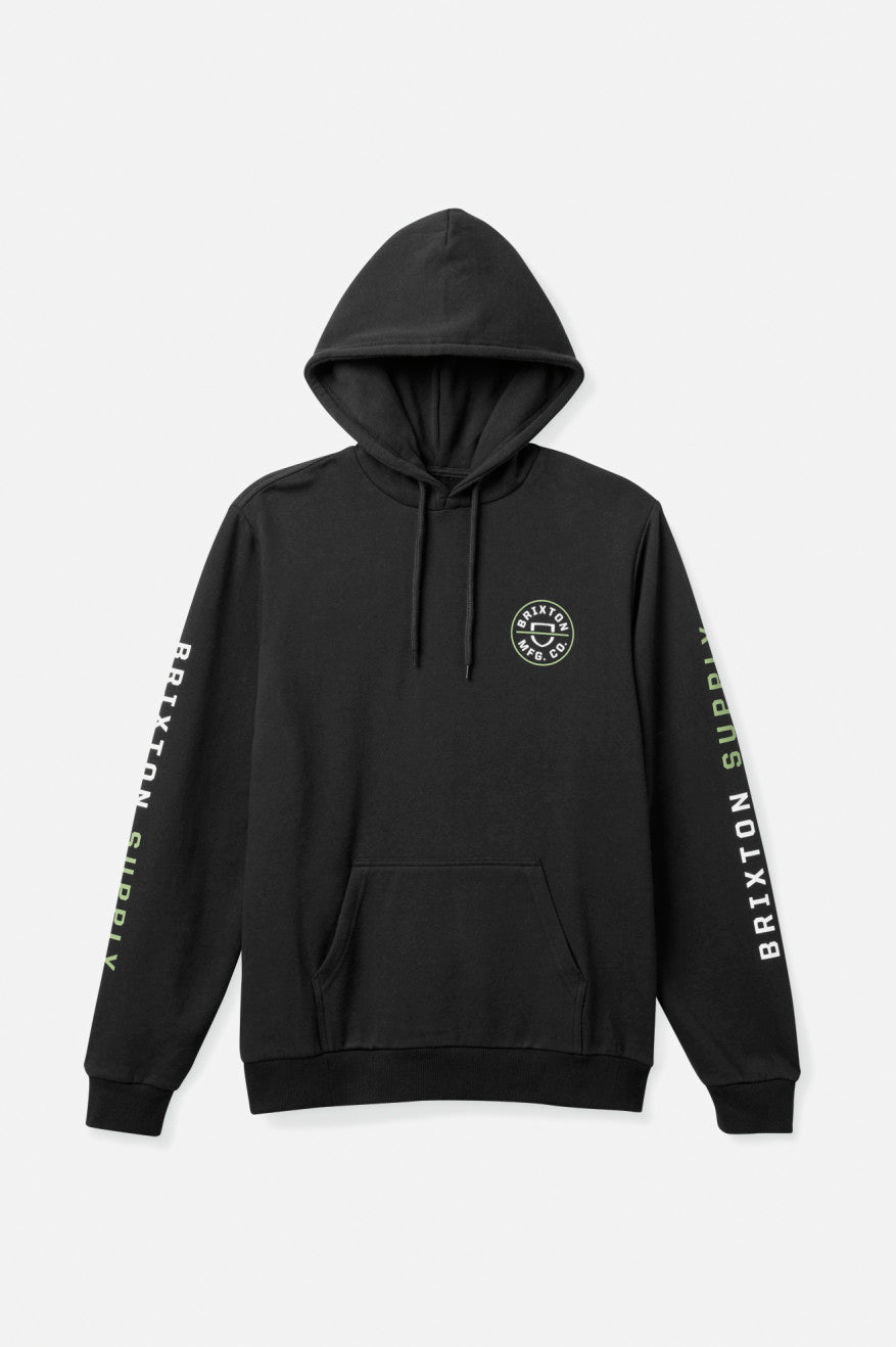 Sudadera Con Capucha Brixton Crest Hombre Negras Verde Blancas | NQPY38627