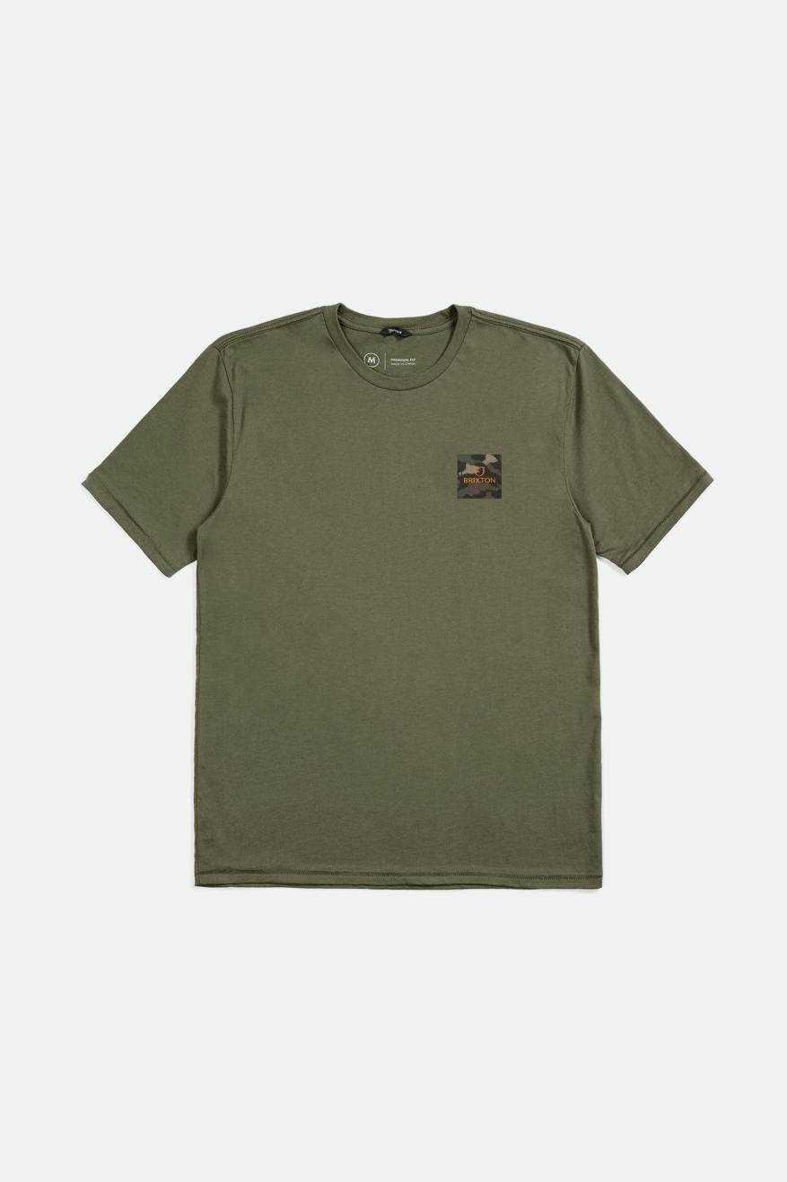 Tops Brixton Alpha Block S/S Tailored Hombre Verde Oliva Naranjas Camuflaje | WLQR28749