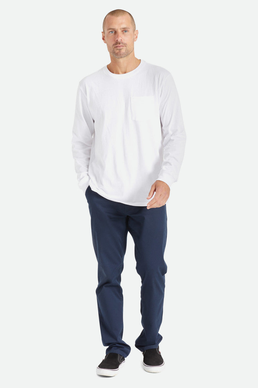 Tops Brixton Basic L/S Pocket Hombre Blancas | HIQP50241