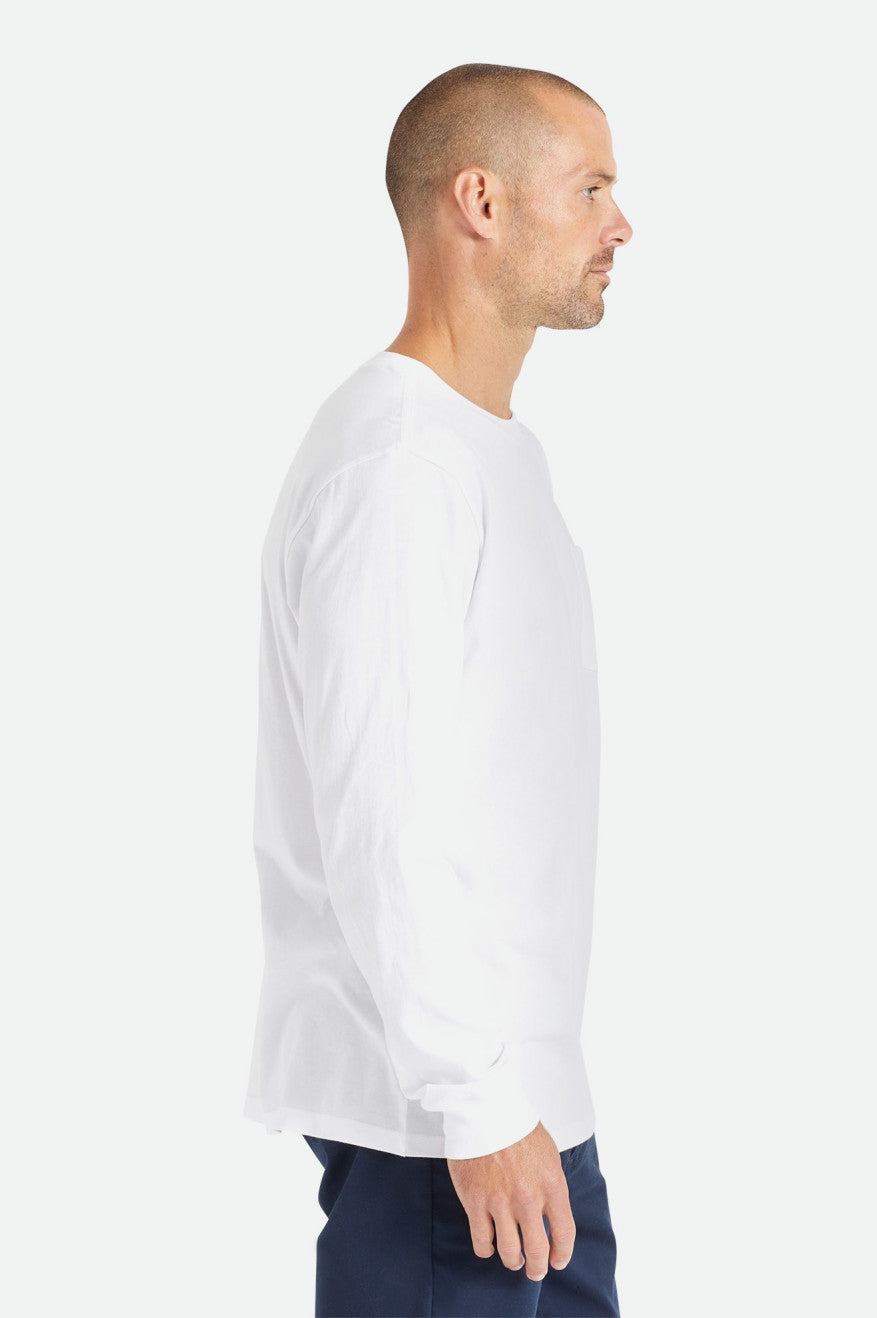 Tops Brixton Basic L/S Pocket Hombre Blancas | HIQP50241