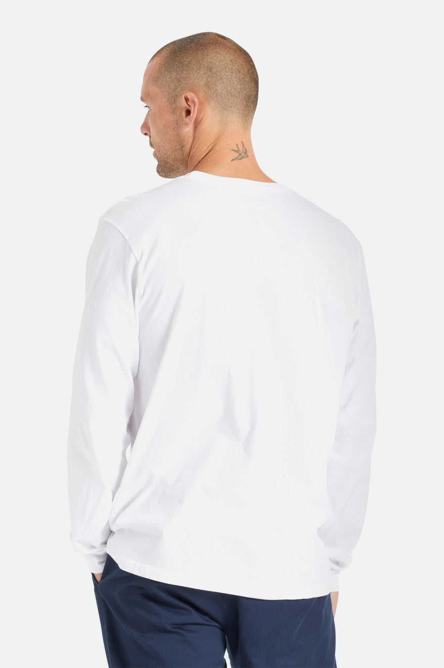 Tops Brixton Basic L/S Pocket Hombre Blancas | HIQP50241