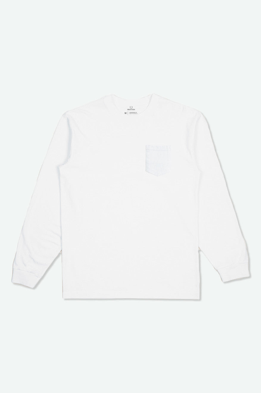 Tops Brixton Basic L/S Pocket Hombre Blancas | HIQP50241