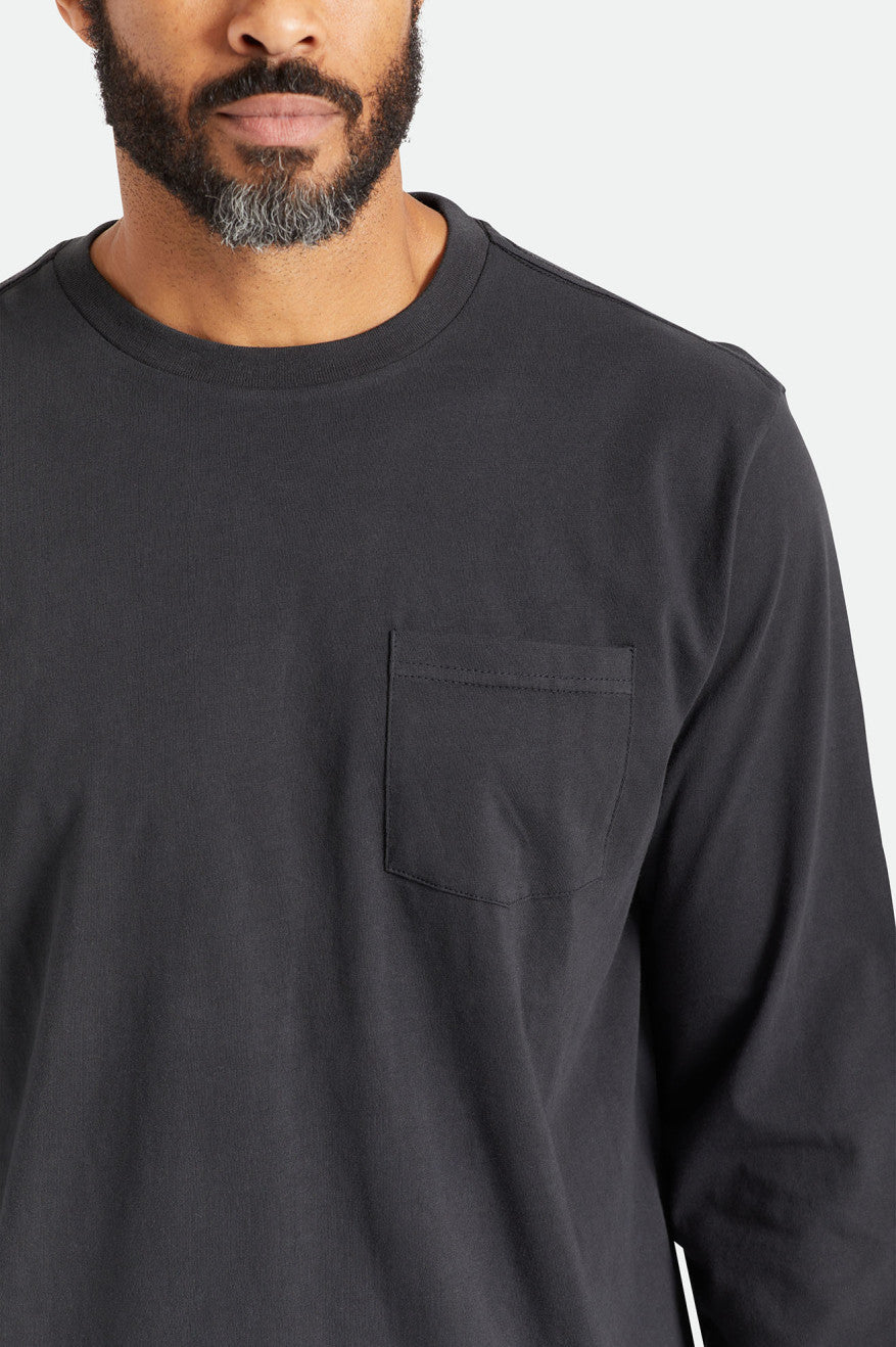 Tops Brixton Basic L/S Pocket Hombre Negras | CMBT42759