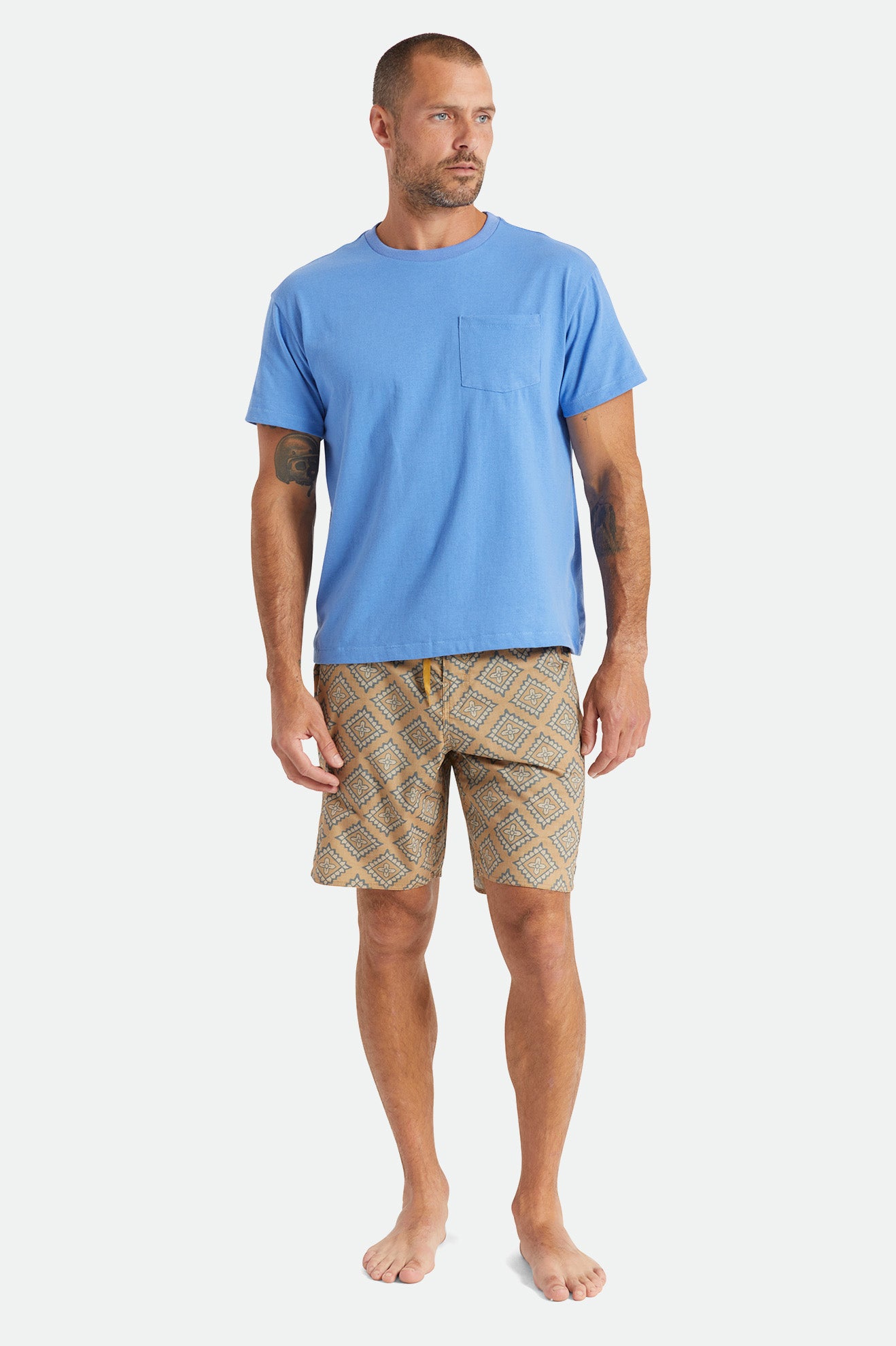 Tops Brixton Basic S/S Pocket Hombre Azules | WGDT03981