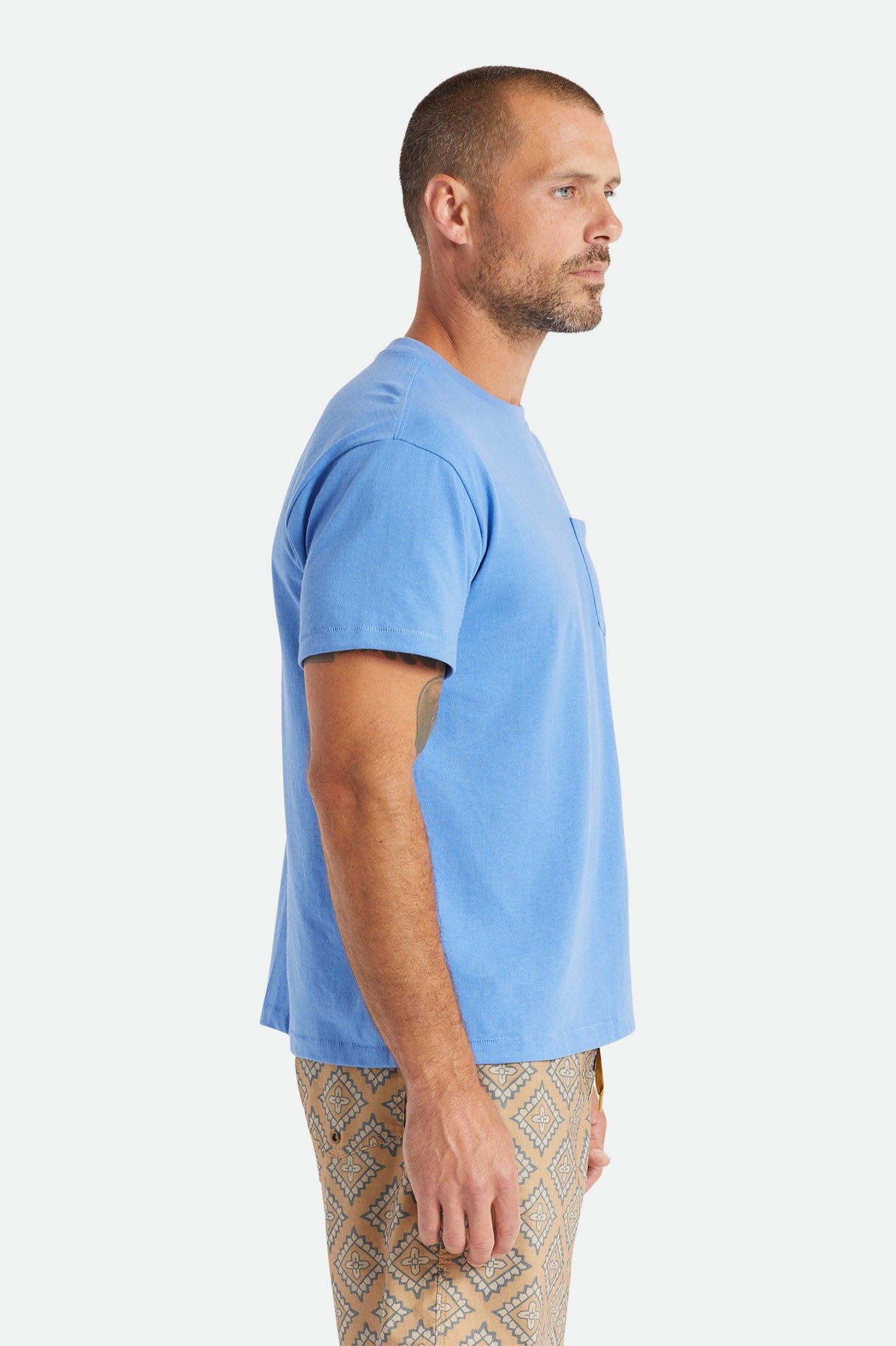 Tops Brixton Basic S/S Pocket Hombre Azules | WGDT03981