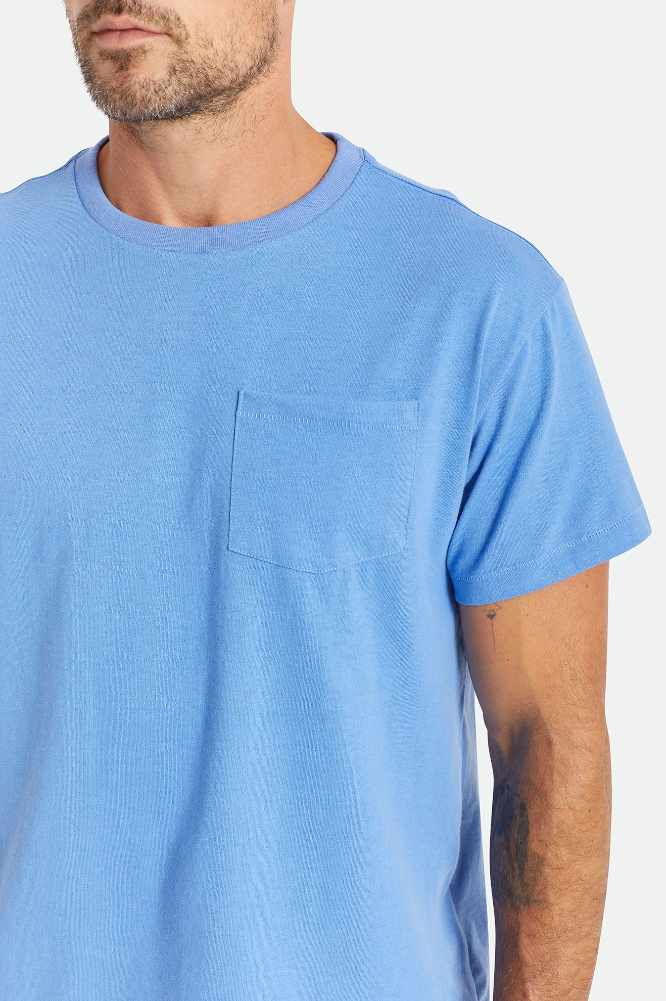 Tops Brixton Basic S/S Pocket Hombre Azules | WGDT03981