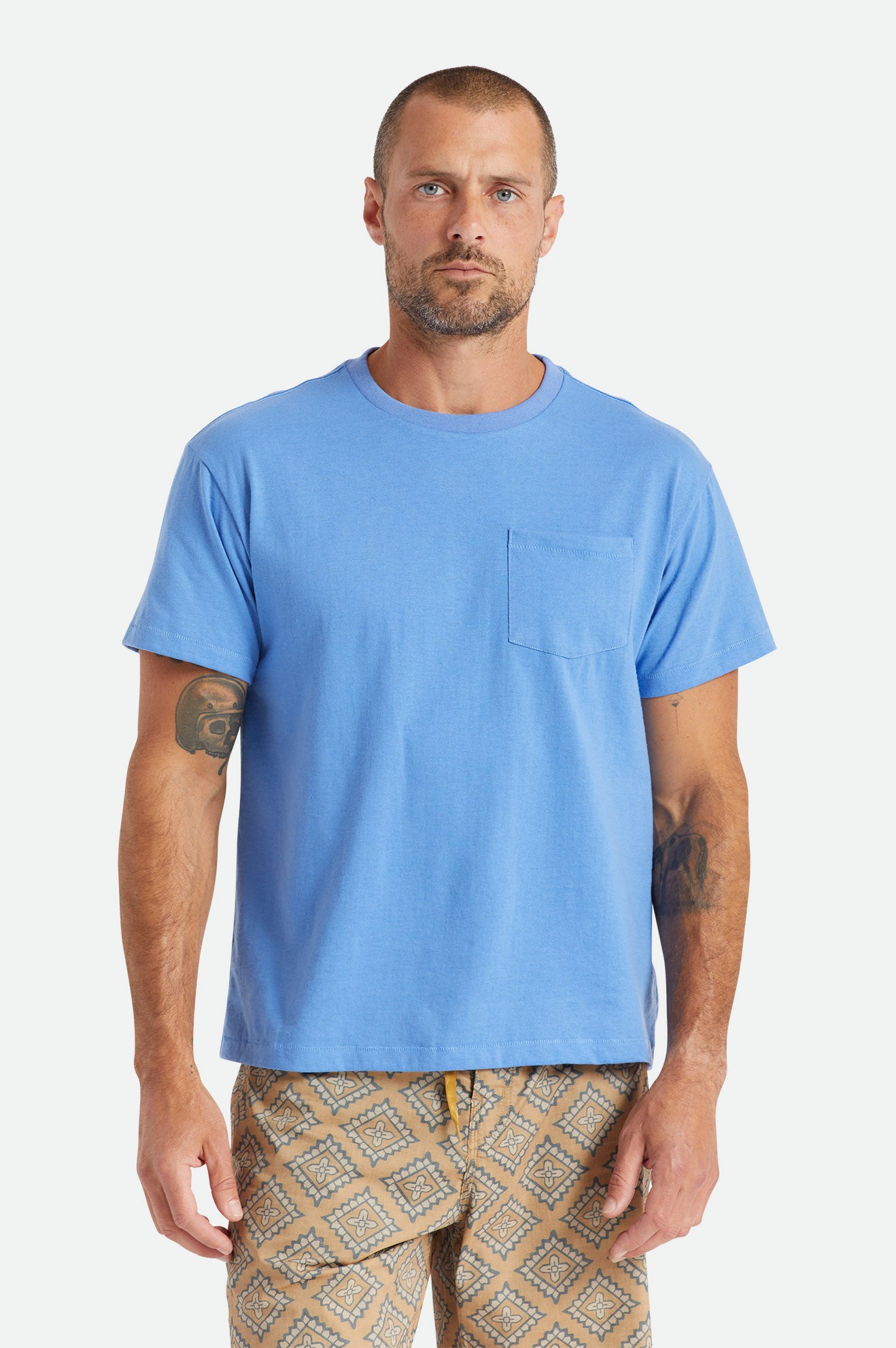 Tops Brixton Basic S/S Pocket Hombre Azules | WGDT03981