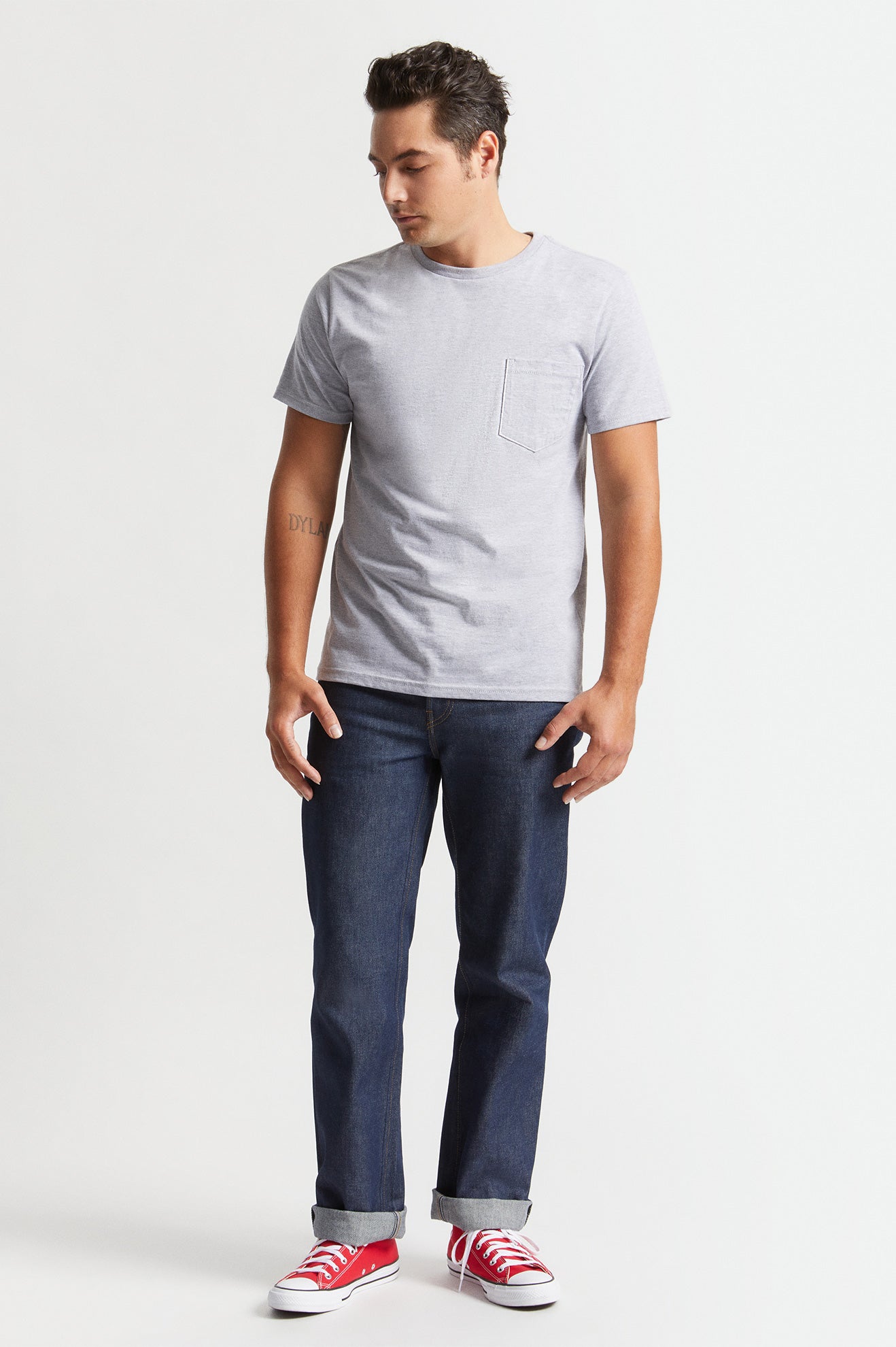 Tops Brixton Basic S/S Pocket Hombre Gris | JHIL35461