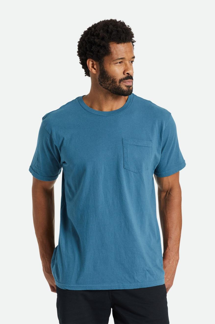 Tops Brixton Basic S/S Pocket Hombre Turquesa | XRKO60825