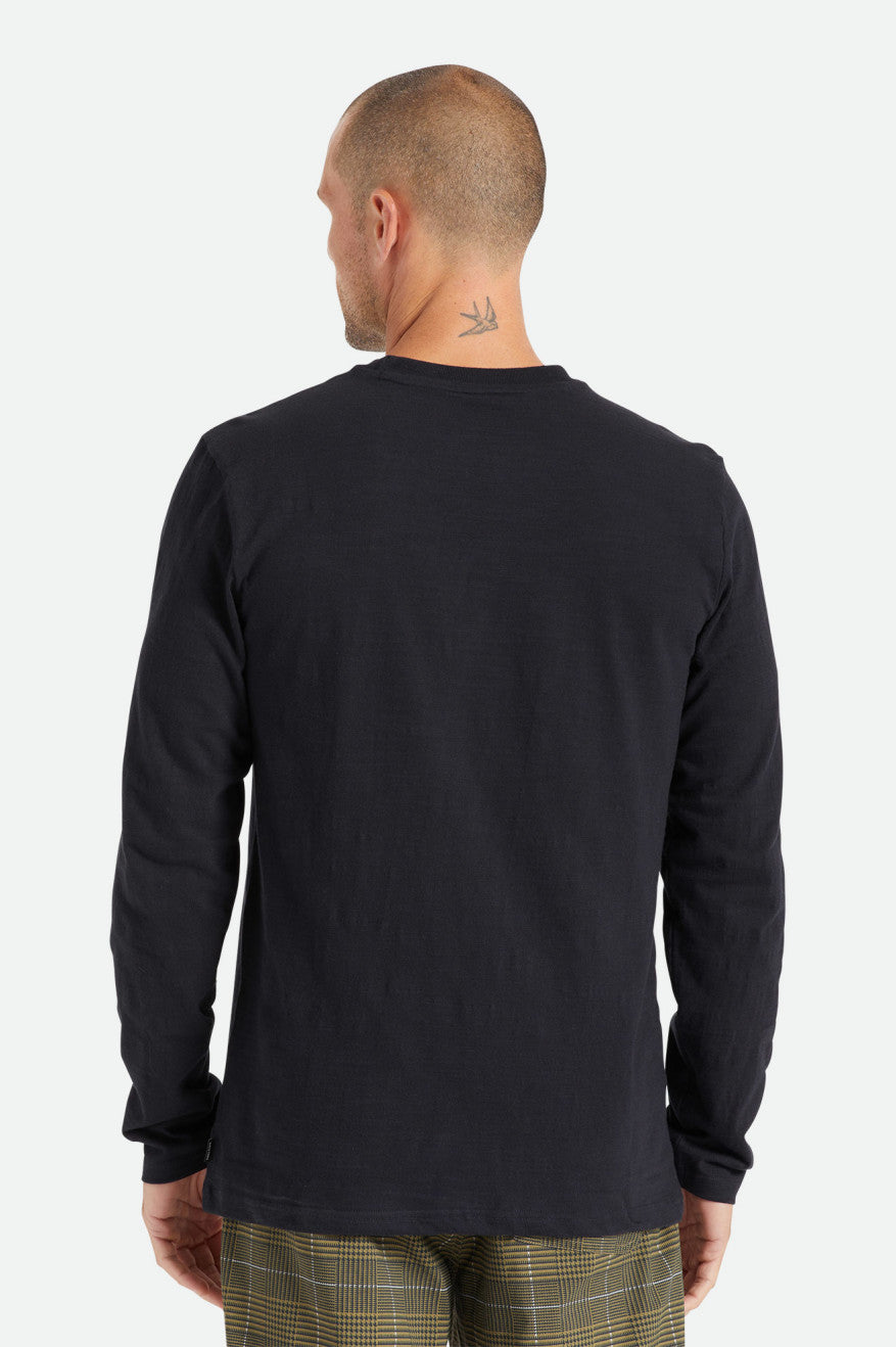 Tops Brixton Basic Slub L/S Pocket Hombre Negras | LASO76034