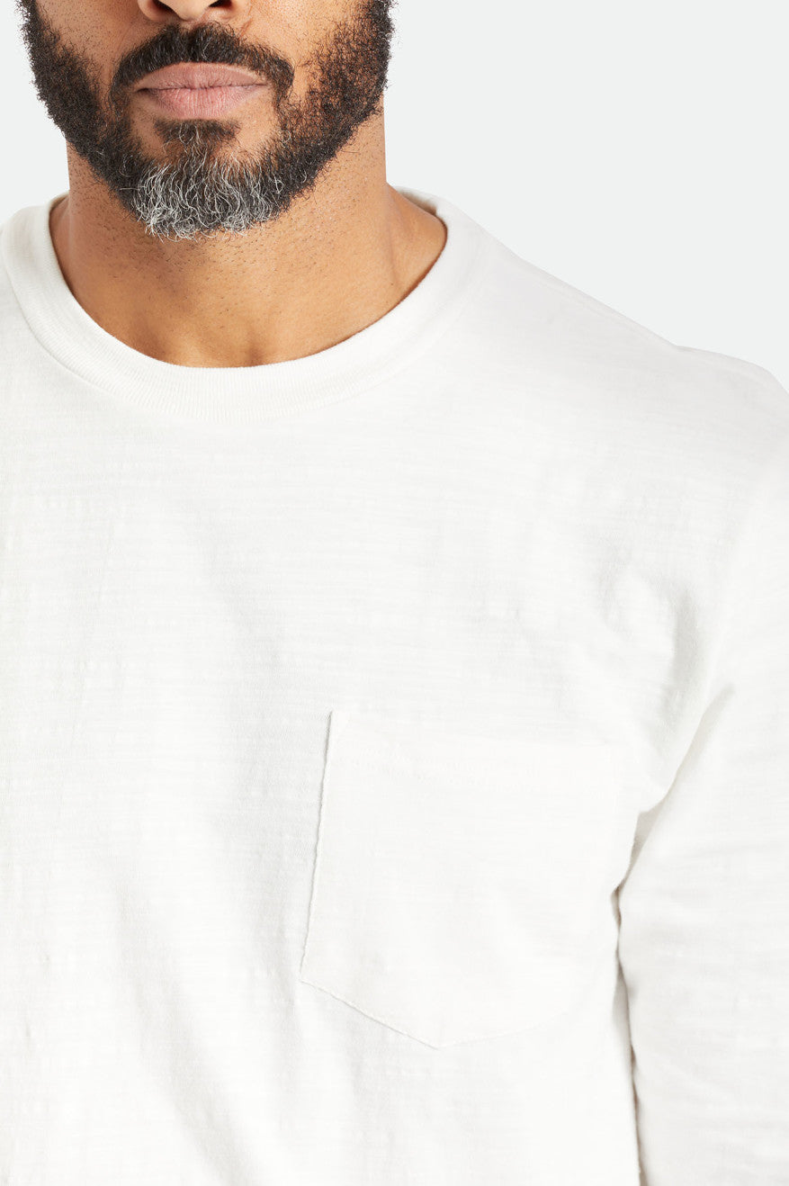 Tops Brixton Basic Slub L/S Pocket Hombre Blancas | VYWN51689