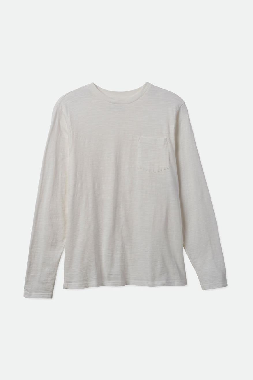 Tops Brixton Basic Slub L/S Pocket Hombre Blancas | VYWN51689