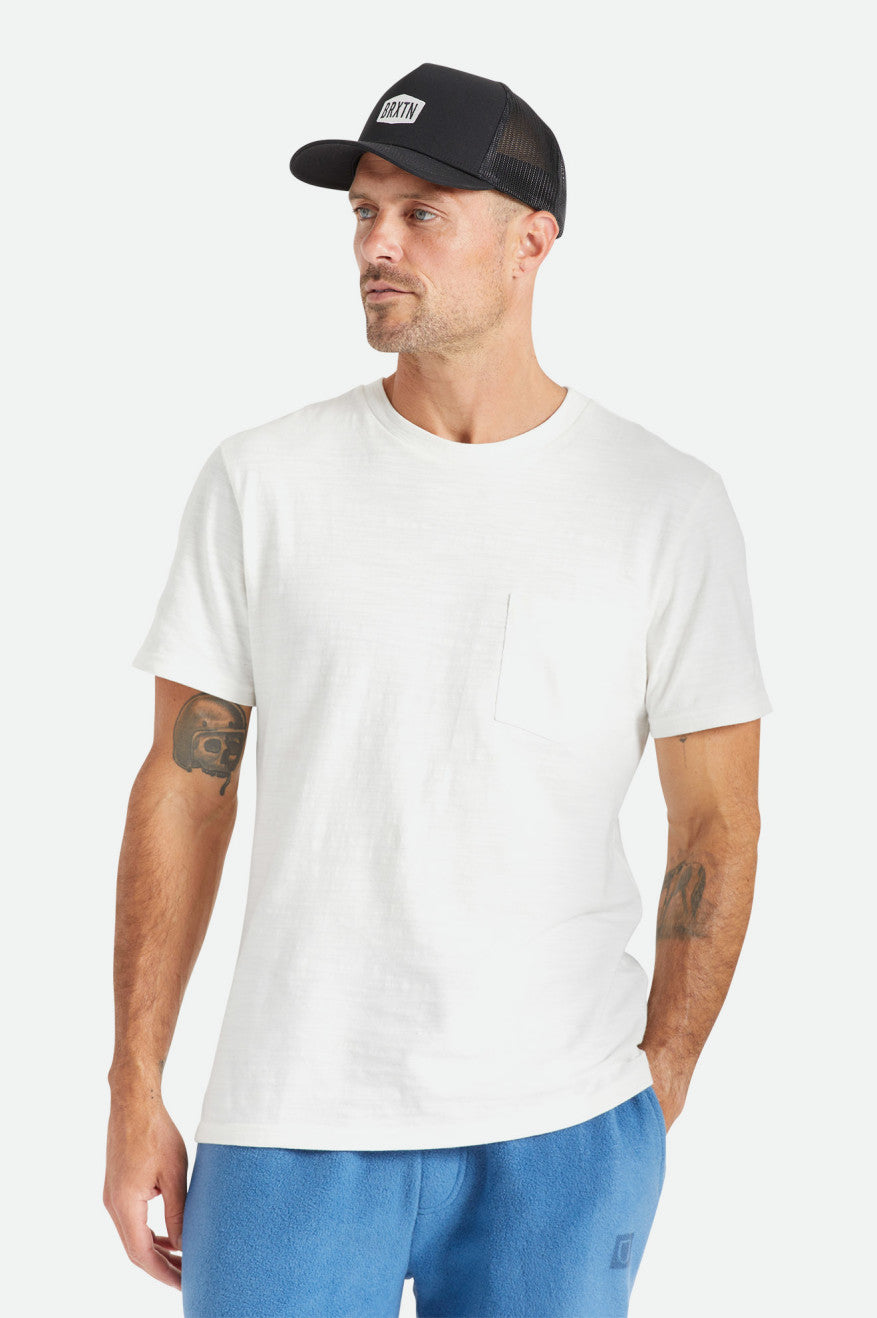 Tops Brixton Basic Slub S/S Pocket Hombre Blancas | VGBJ35809