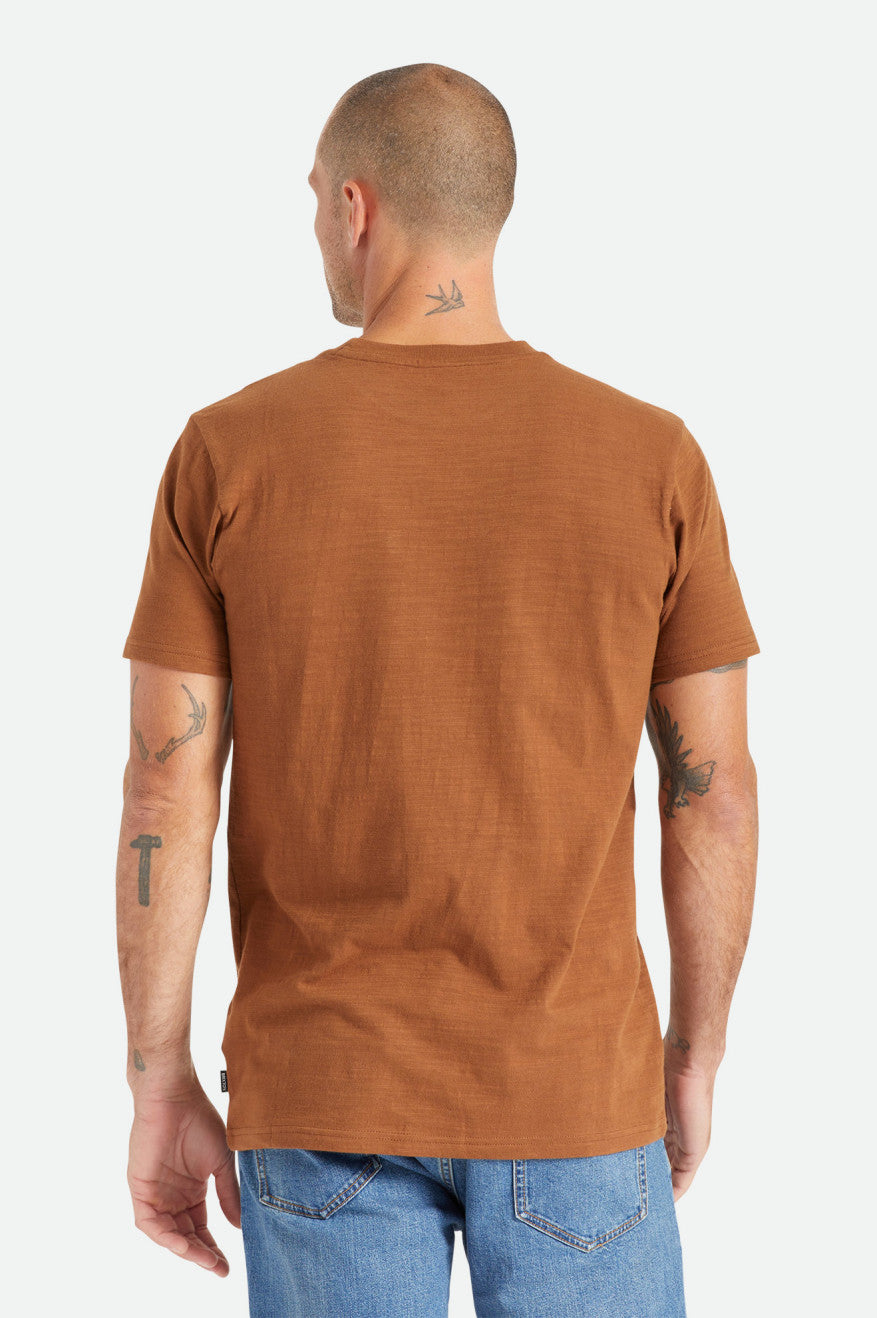 Tops Brixton Basic Slub S/S Pocket Hombre Marrones | WLOP48053