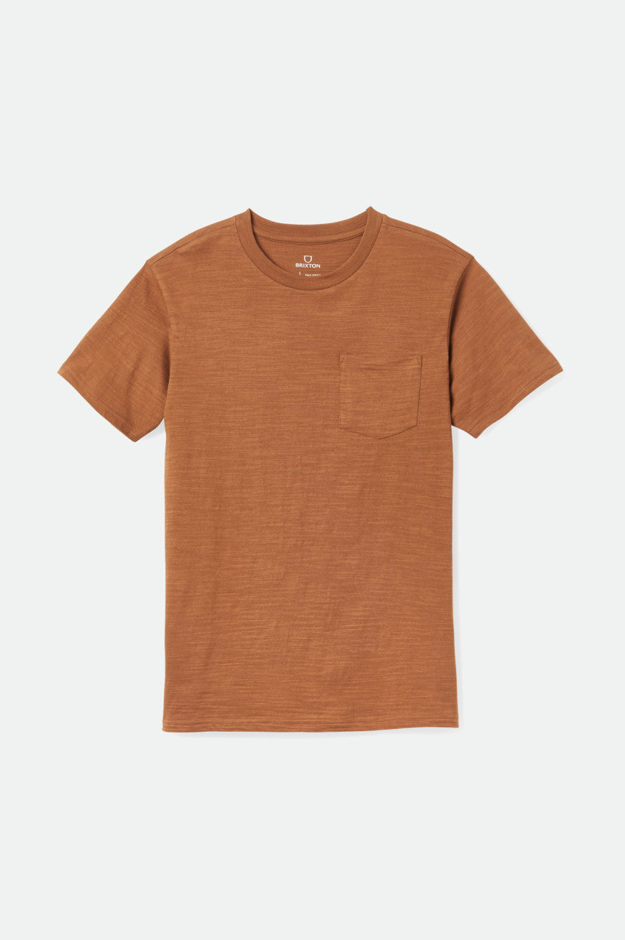 Tops Brixton Basic Slub S/S Pocket Hombre Marrones | WLOP48053