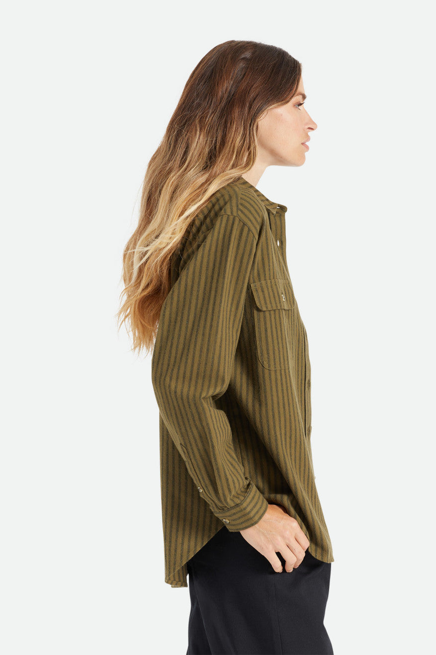 Tops Brixton Bowery Boyfriend L/S Mujer Verde Oliva | ZJMY84761