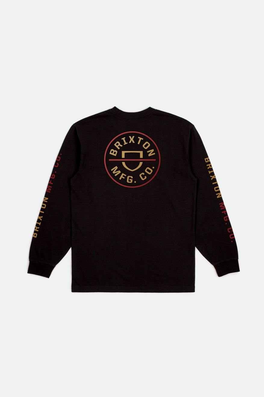 Tops Brixton Crest L/S Standard Hombre Negras Rojas Doradas Claro | UNJC40831