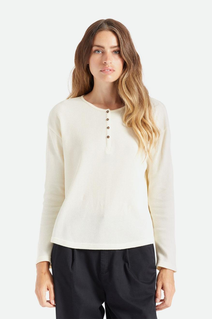 Tops Brixton Monty L/S Henley Mujer Blancas | KDSV24793