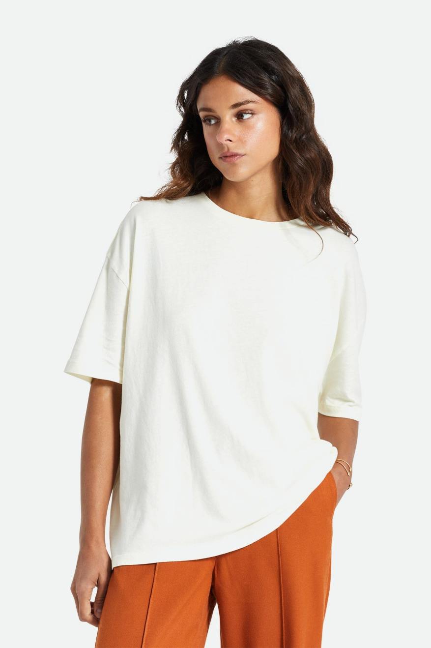 Tops Brixton Oversized Boyfriend Mujer Blancas | JKYM83214