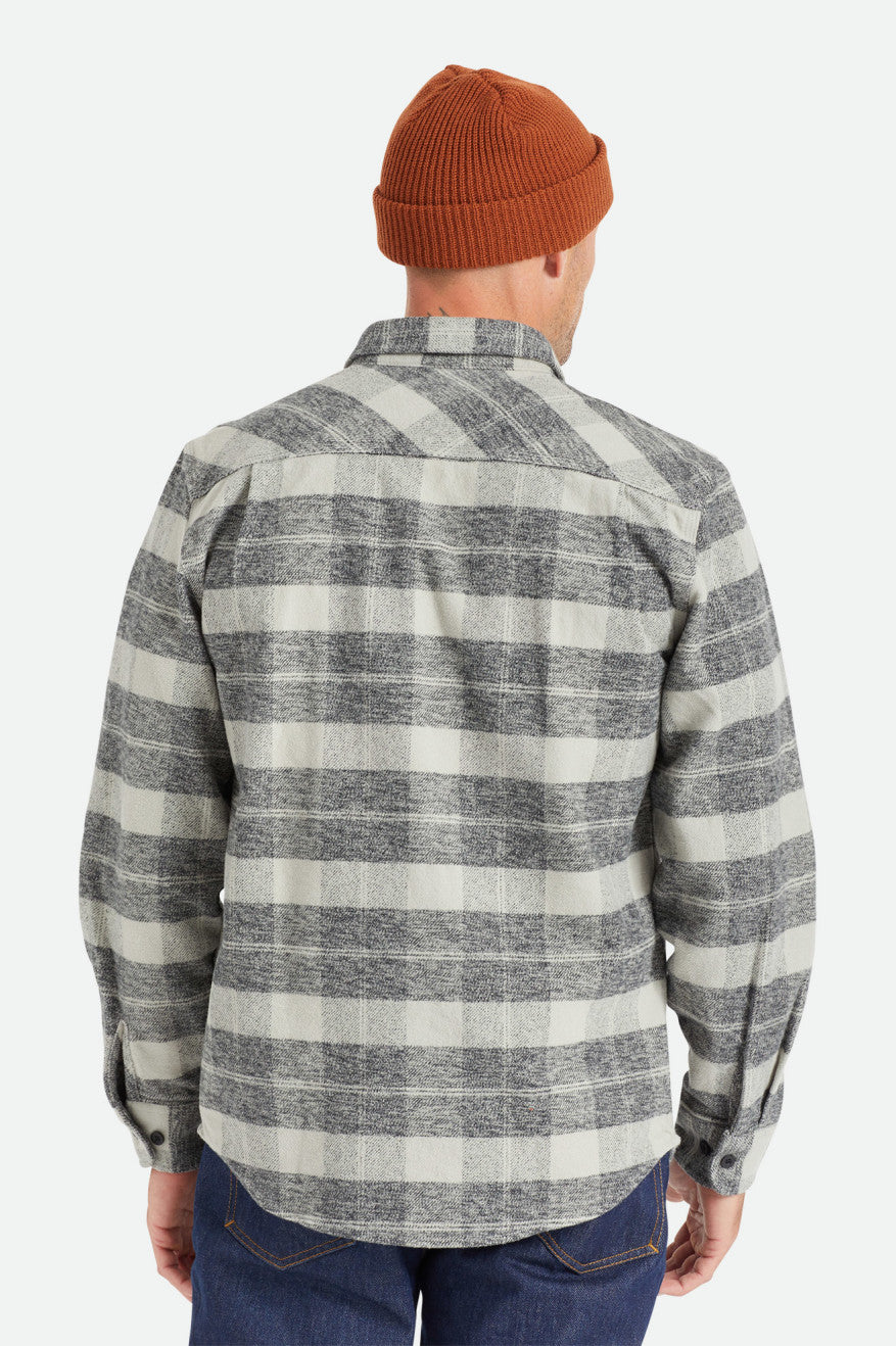 Tops De Franela Brixton Bowery Heavy Weight L/S Hombre Negras Gris | CLAK20475