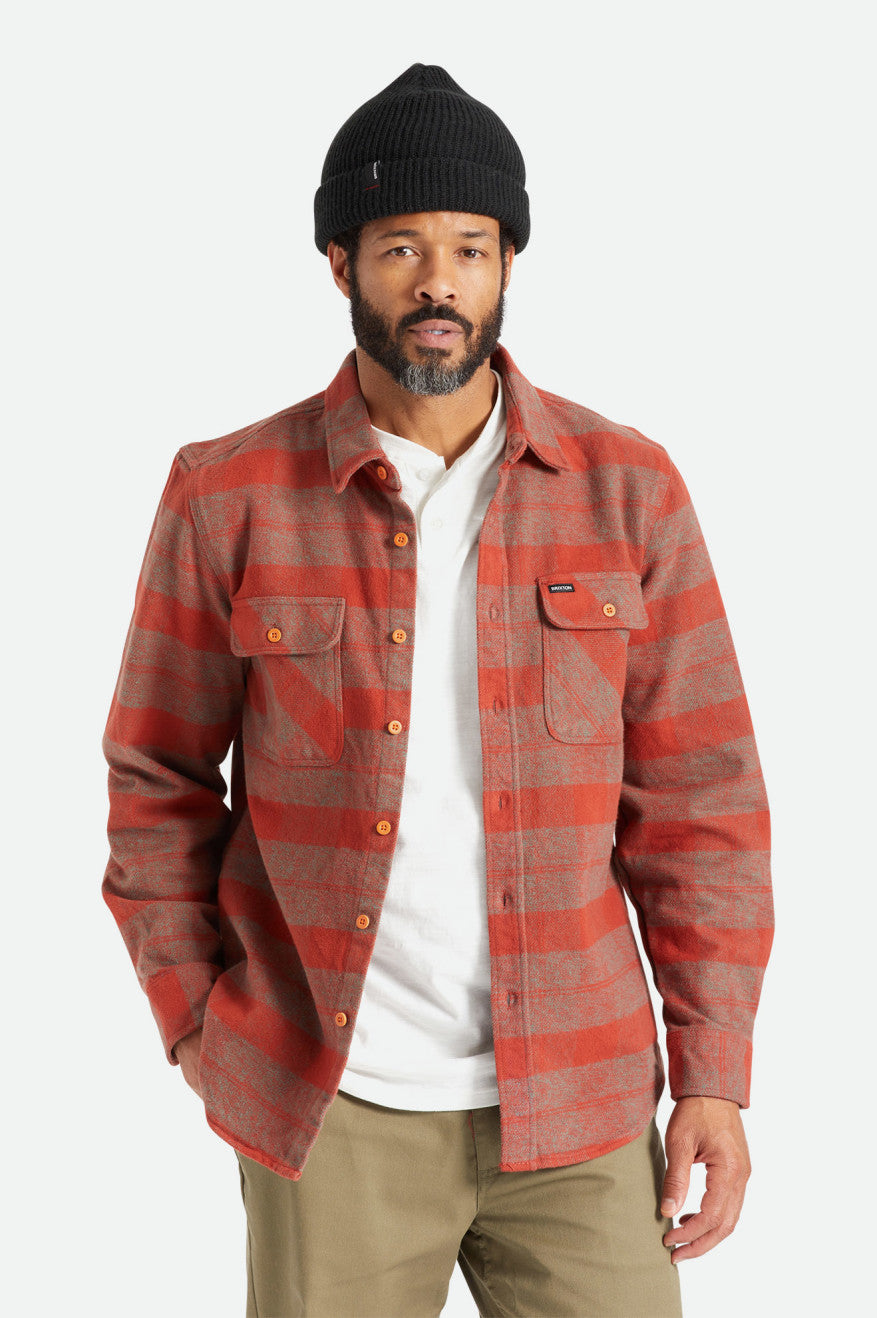 Tops De Franela Brixton Bowery Heavy Weight L/S Hombre Rojas | SKXT08194