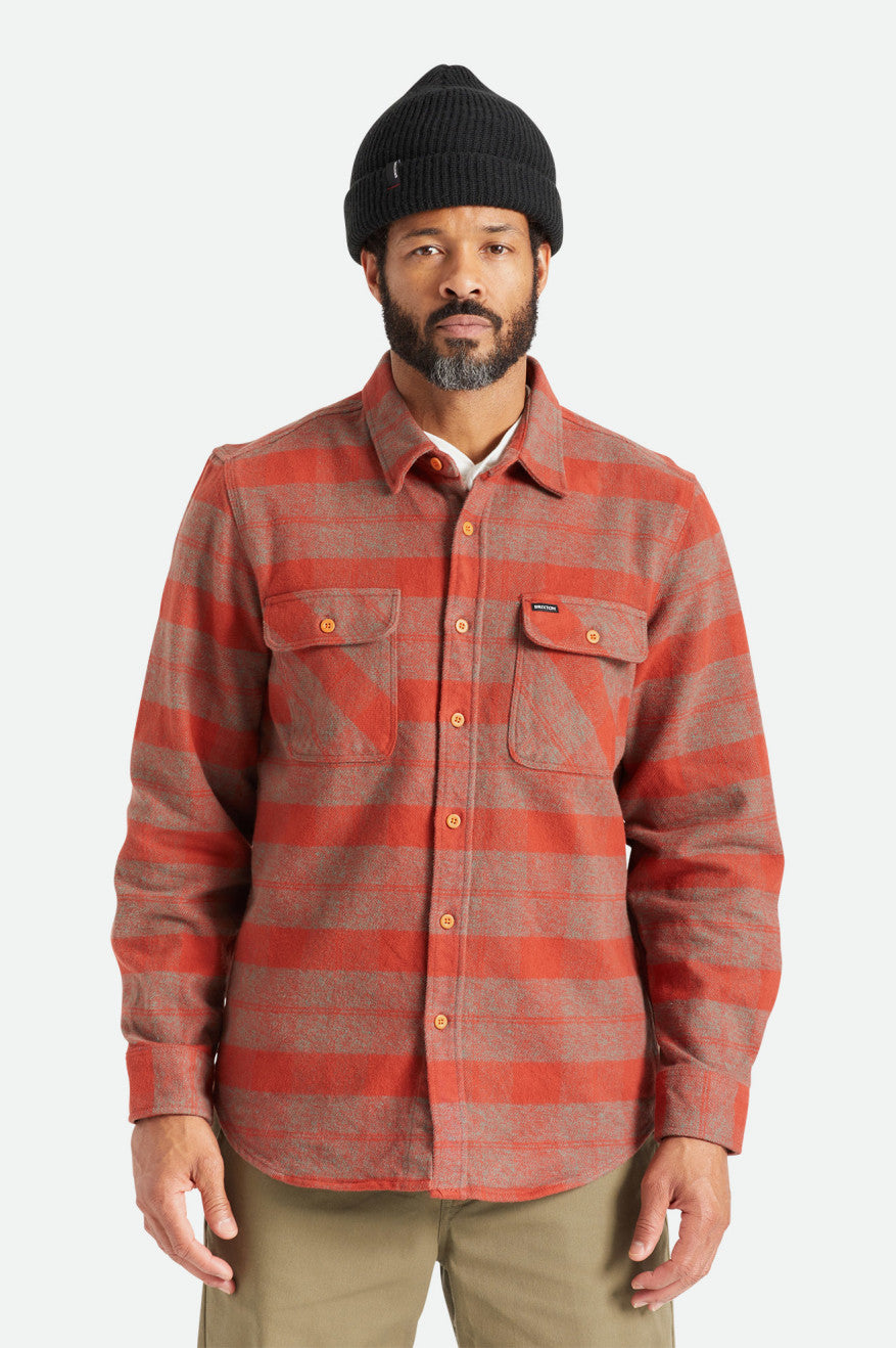 Tops De Franela Brixton Bowery Heavy Weight L/S Hombre Rojas | SKXT08194