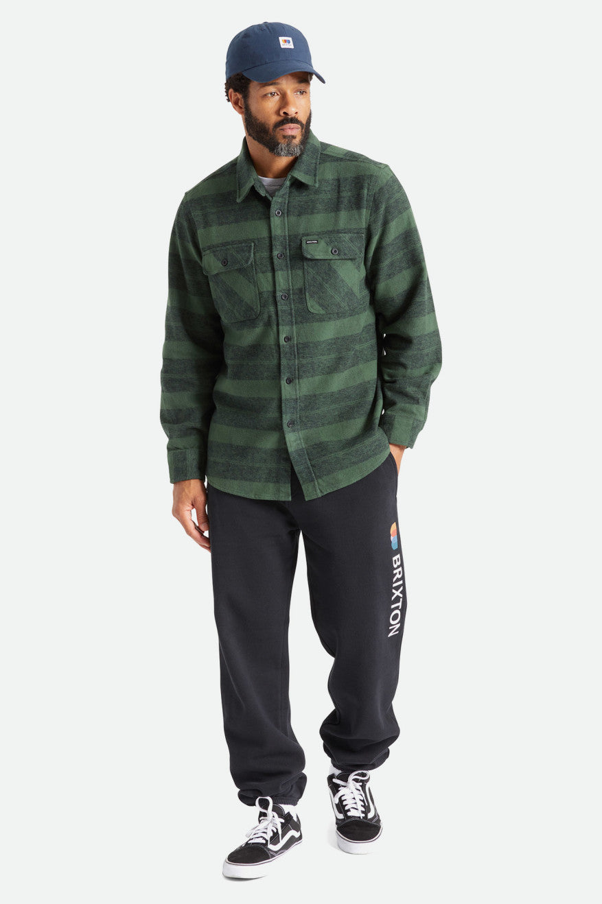 Tops De Franela Brixton Bowery Heavy Weight L/S Hombre Verde | WKAN83429