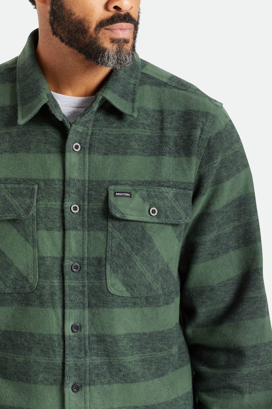 Tops De Franela Brixton Bowery Heavy Weight L/S Hombre Verde | WKAN83429