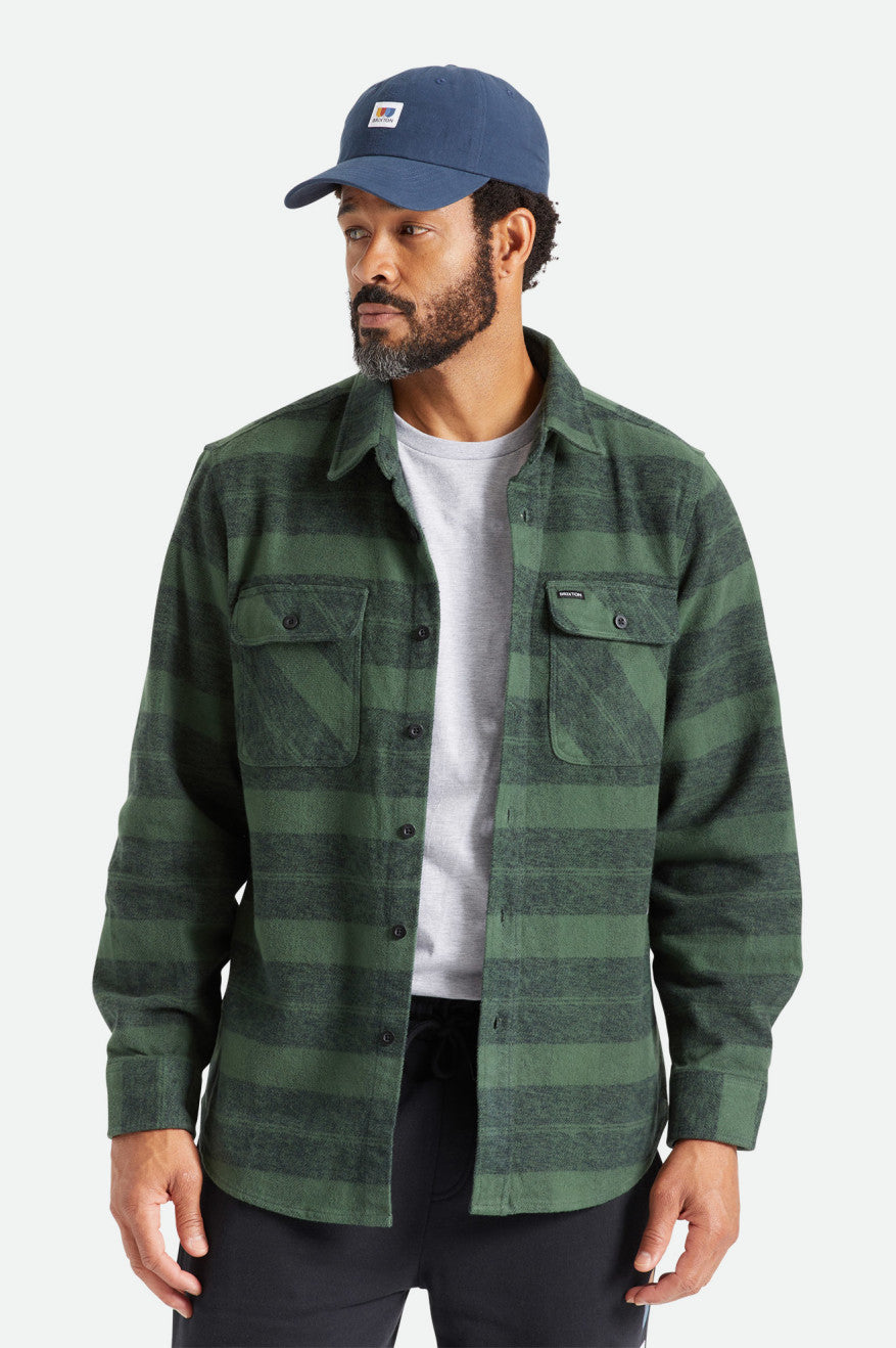 Tops De Franela Brixton Bowery Heavy Weight L/S Hombre Verde | WKAN83429