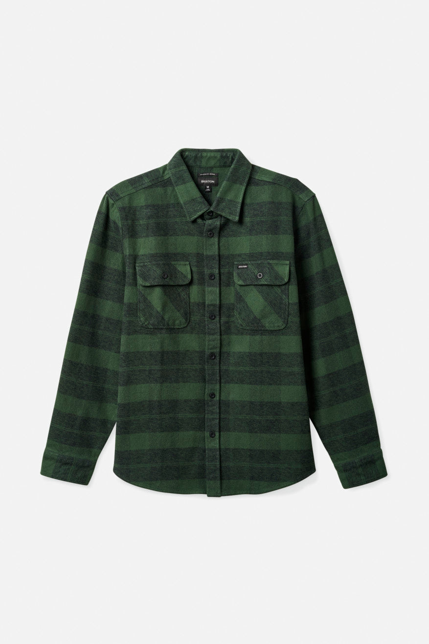 Tops De Franela Brixton Bowery Heavy Weight L/S Hombre Verde | WKAN83429