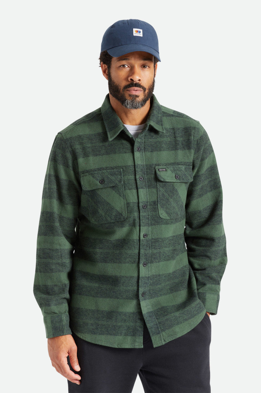 Tops De Franela Brixton Bowery Heavy Weight L/S Hombre Verde | WKAN83429