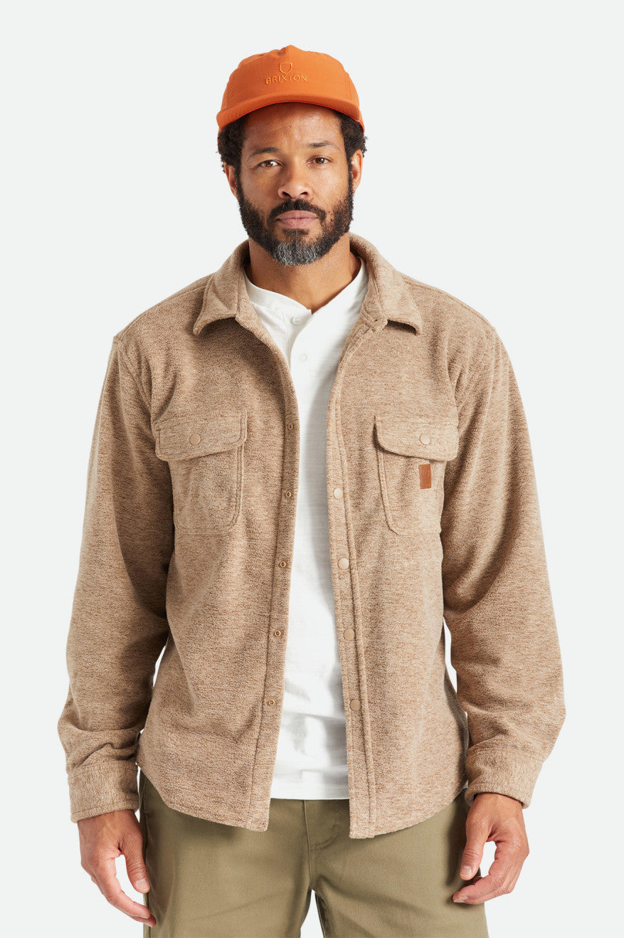 Tops De Franela Brixton Bowery L/S Arctic Stretch Fleece Hombre Beige | TWGV89745