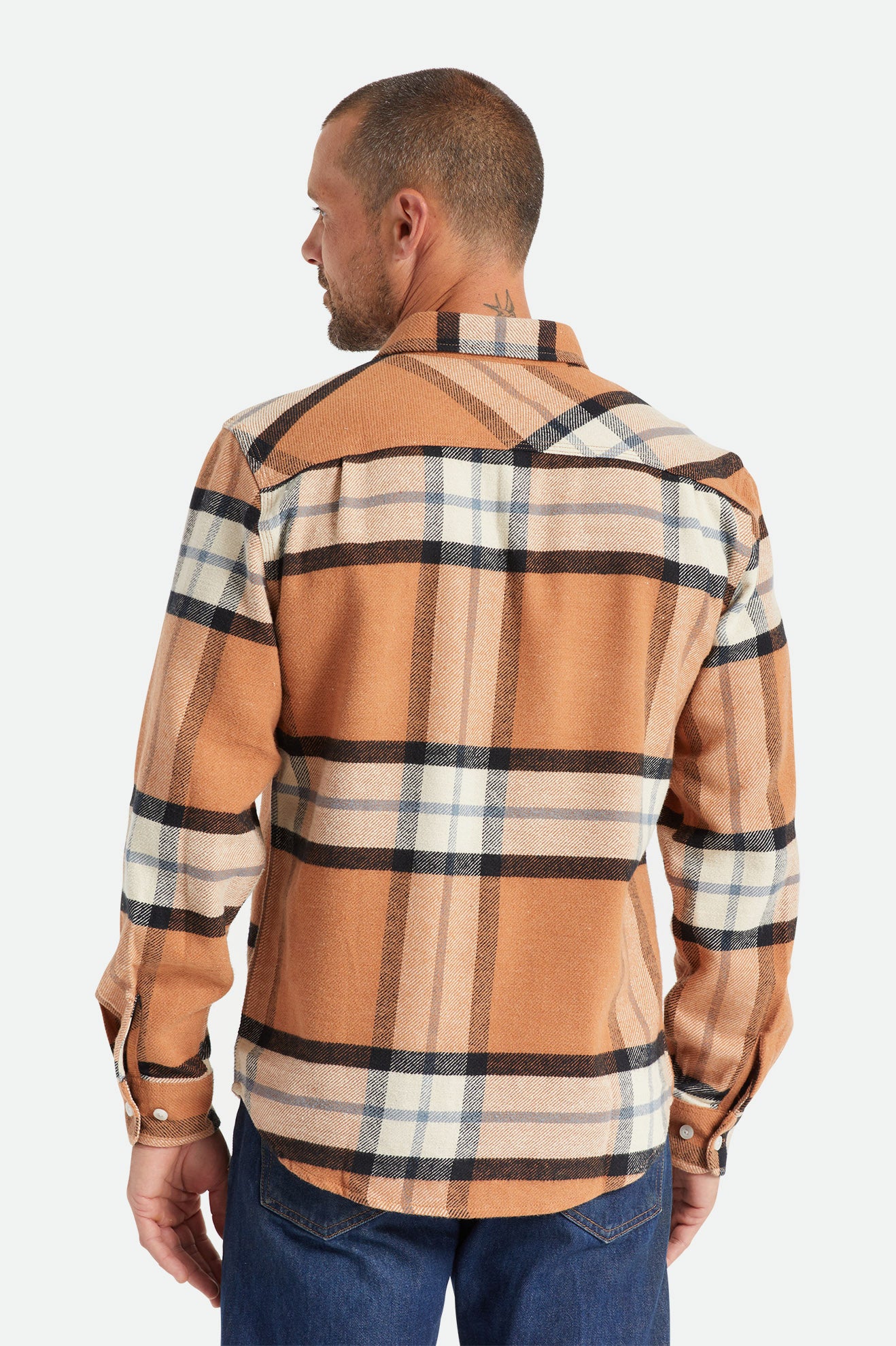 Tops De Franela Brixton Bowery L/S Hombre Beige | MYXT09641