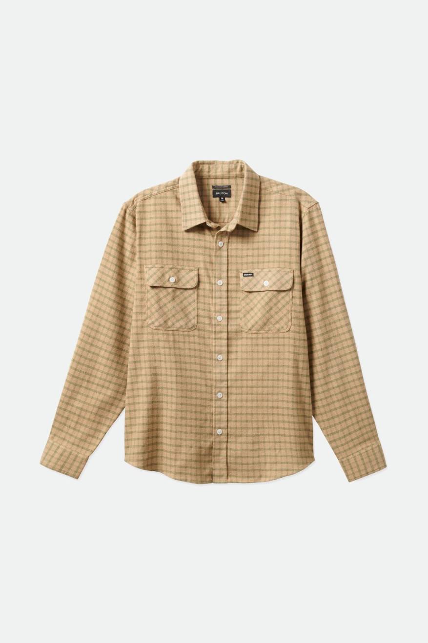 Tops De Franela Brixton Bowery Stretch L/S Utility Hombre Beige Verde Oliva | FSXP63758