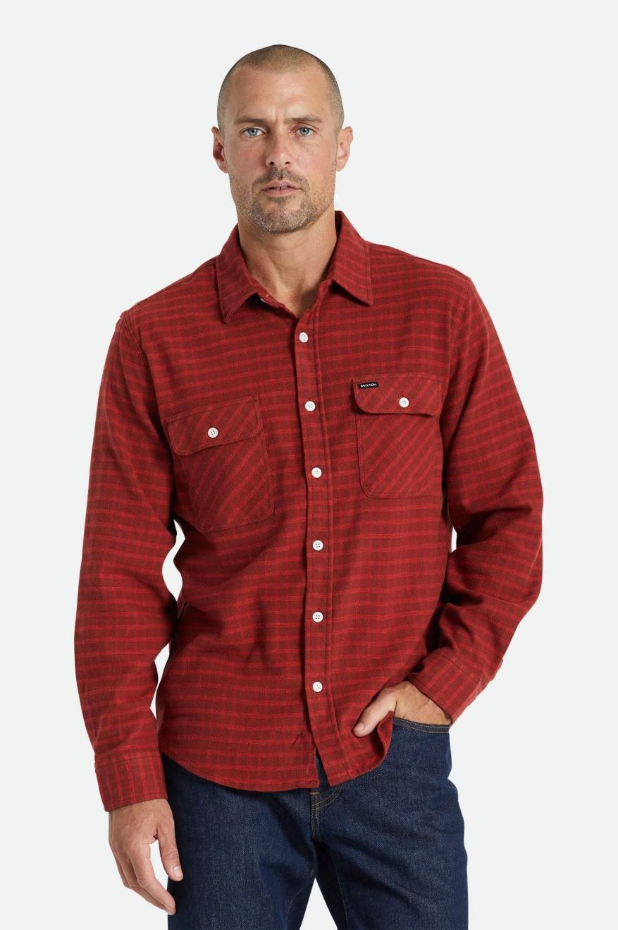 Tops De Franela Brixton Bowery Stretch L/S Utility Hombre Rojas | VDEA53294