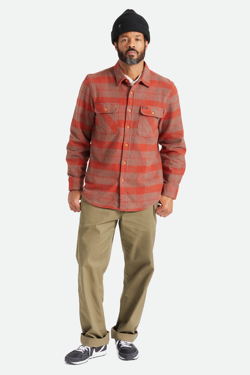 Tops Tejidos Brixton Bowery Heavy Weight L/S Hombre Rojas | HVUZ68174