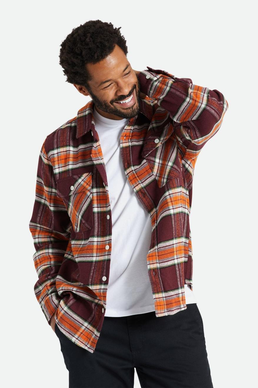 Tops Tejidos Brixton Bowery L/S Hombre Naranjas | NQUY09436