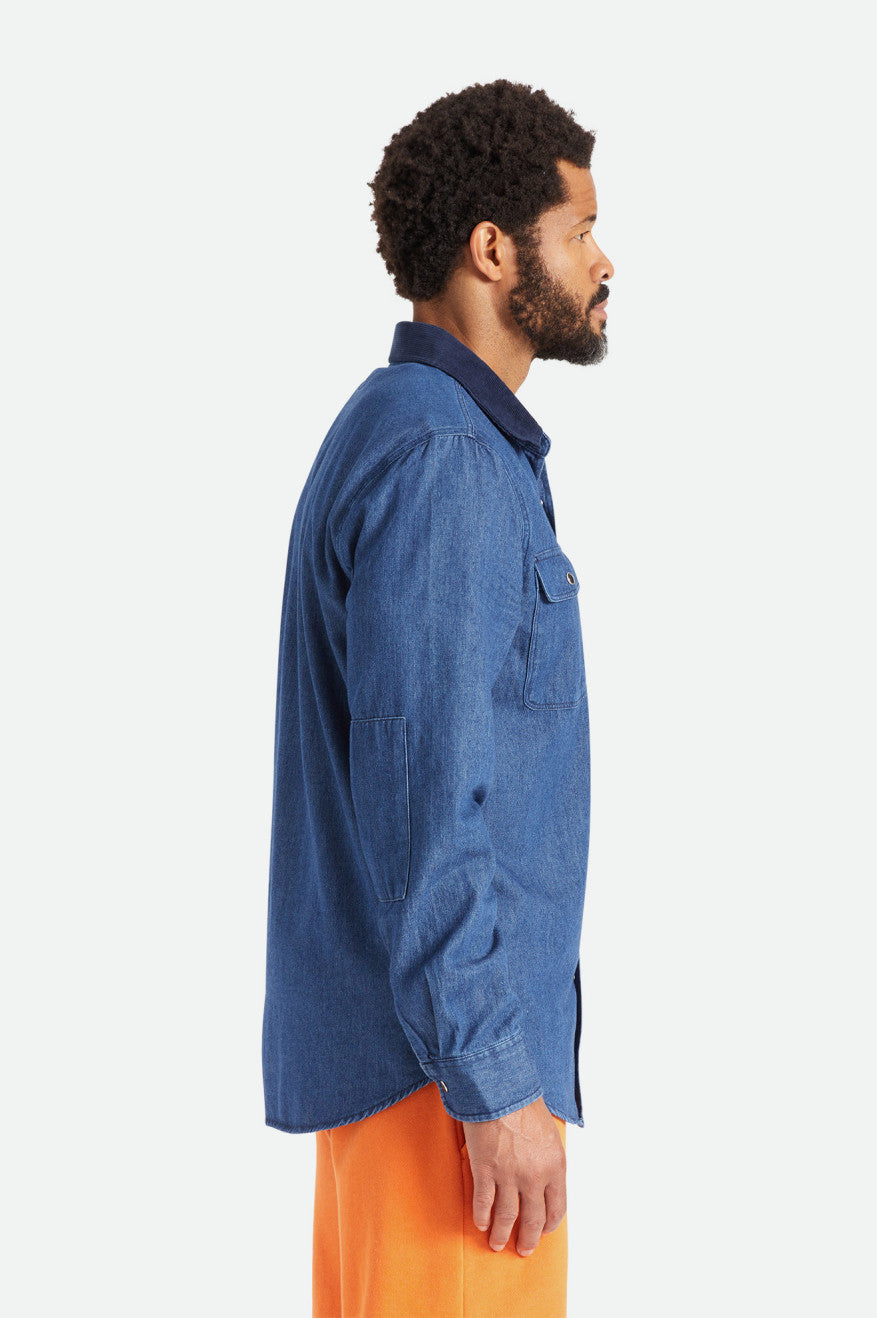 Tops Tejidos Brixton Bowery Reserve L/S Woven Hombre Azules | ZFER23548