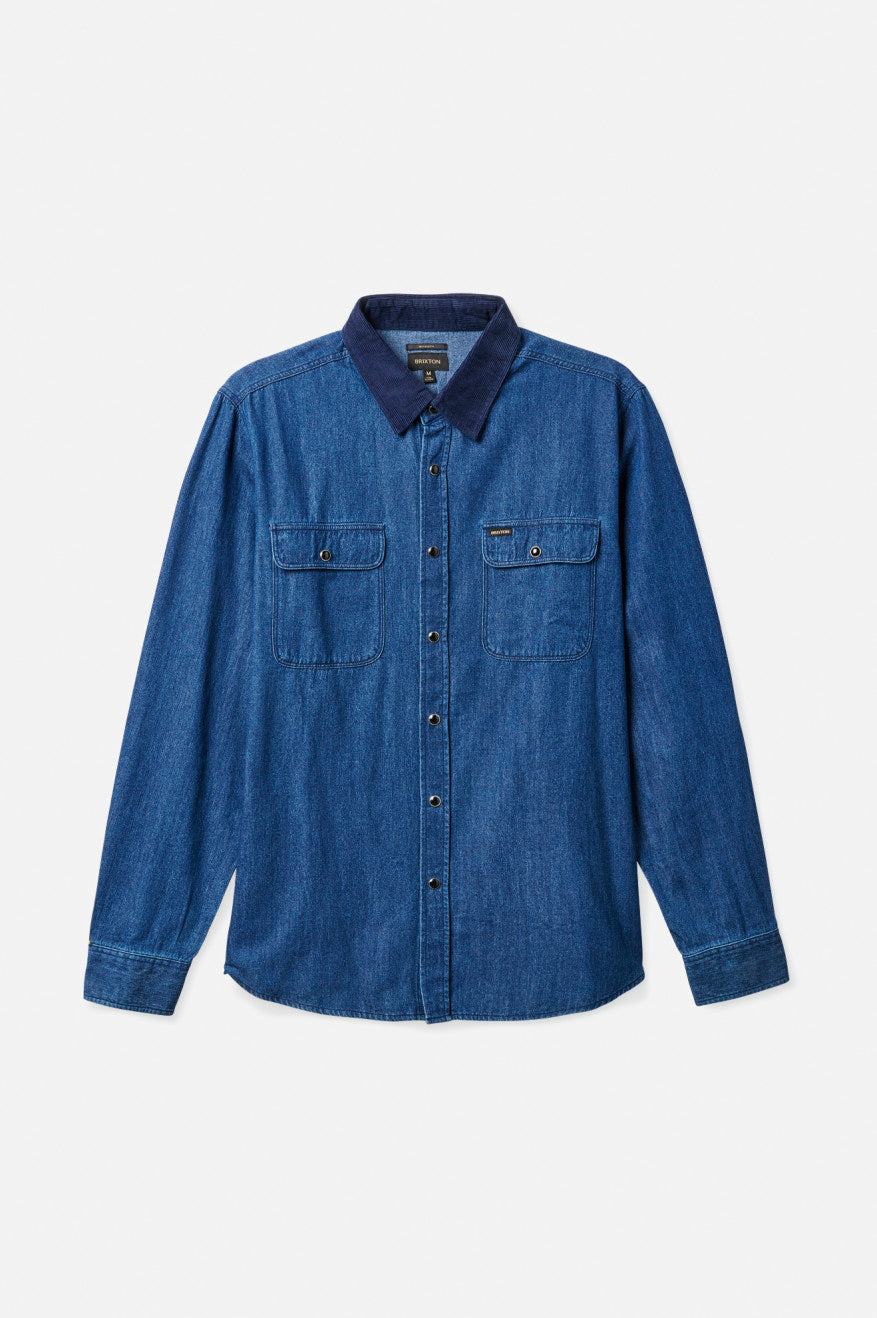 Tops Tejidos Brixton Bowery Reserve L/S Woven Hombre Azules | ZFER23548