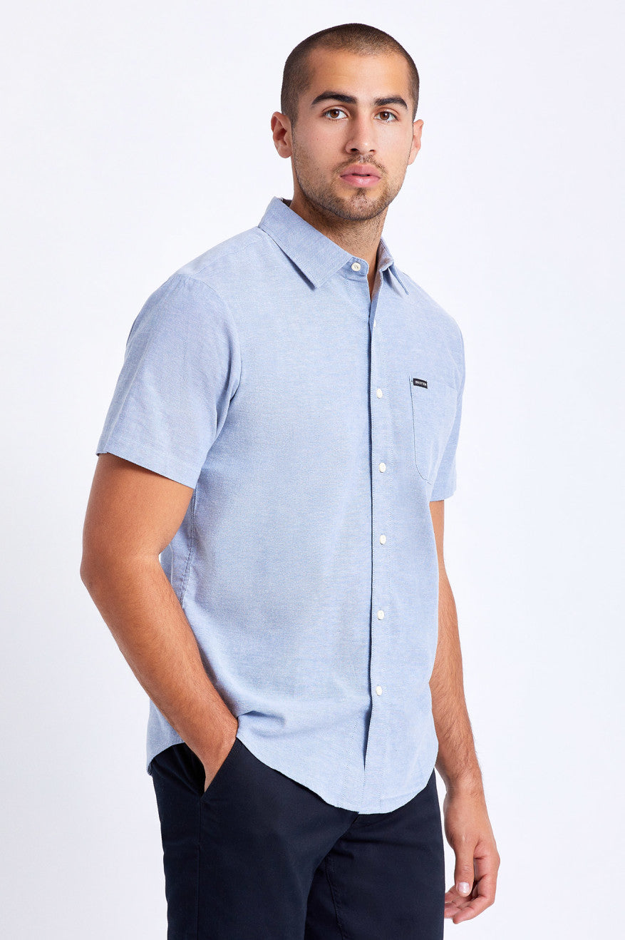 Tops Tejidos Brixton Charter Oxford S/S Hombre Azules Claro | CEDS60985