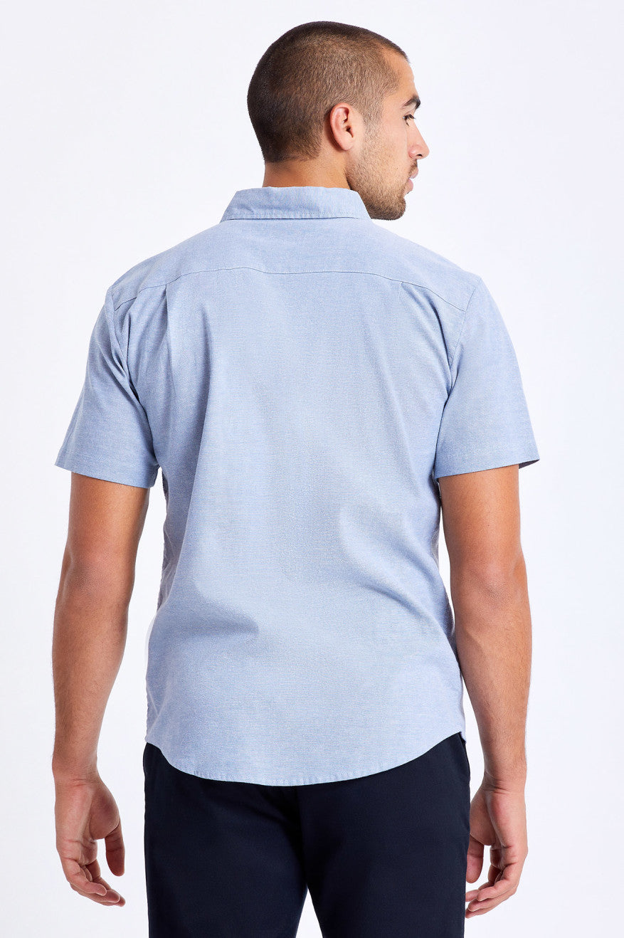 Tops Tejidos Brixton Charter Oxford S/S Hombre Azules Claro | CEDS60985