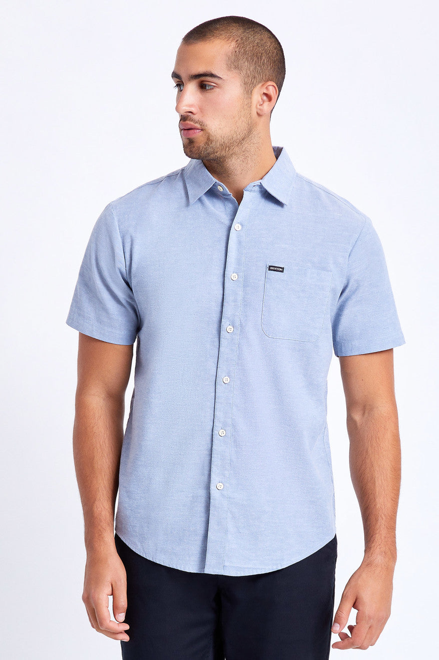 Tops Tejidos Brixton Charter Oxford S/S Hombre Azules Claro | CEDS60985