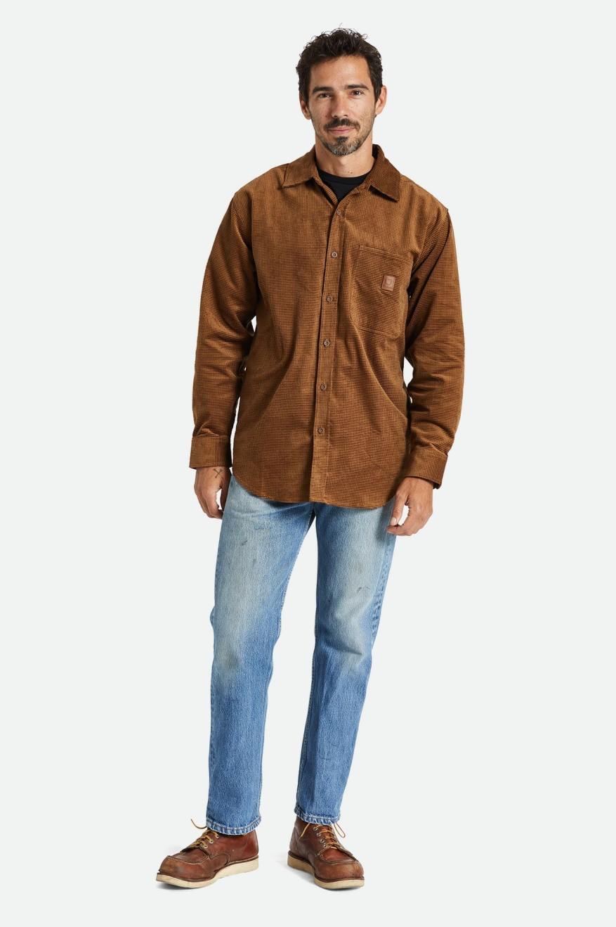 Tops Tejidos Brixton Porter L/S Waffle Corduroy Hombre Marrones | KHCI60583