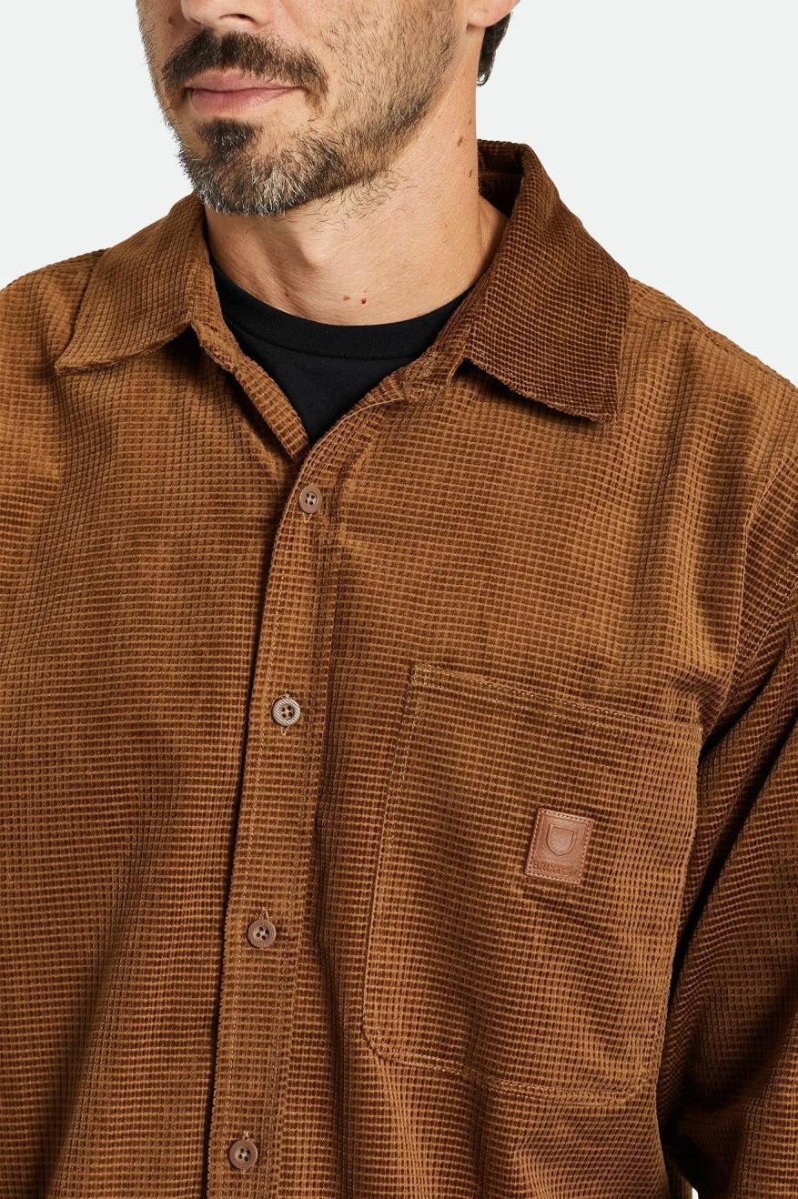 Tops Tejidos Brixton Porter L/S Waffle Corduroy Hombre Marrones | KHCI60583