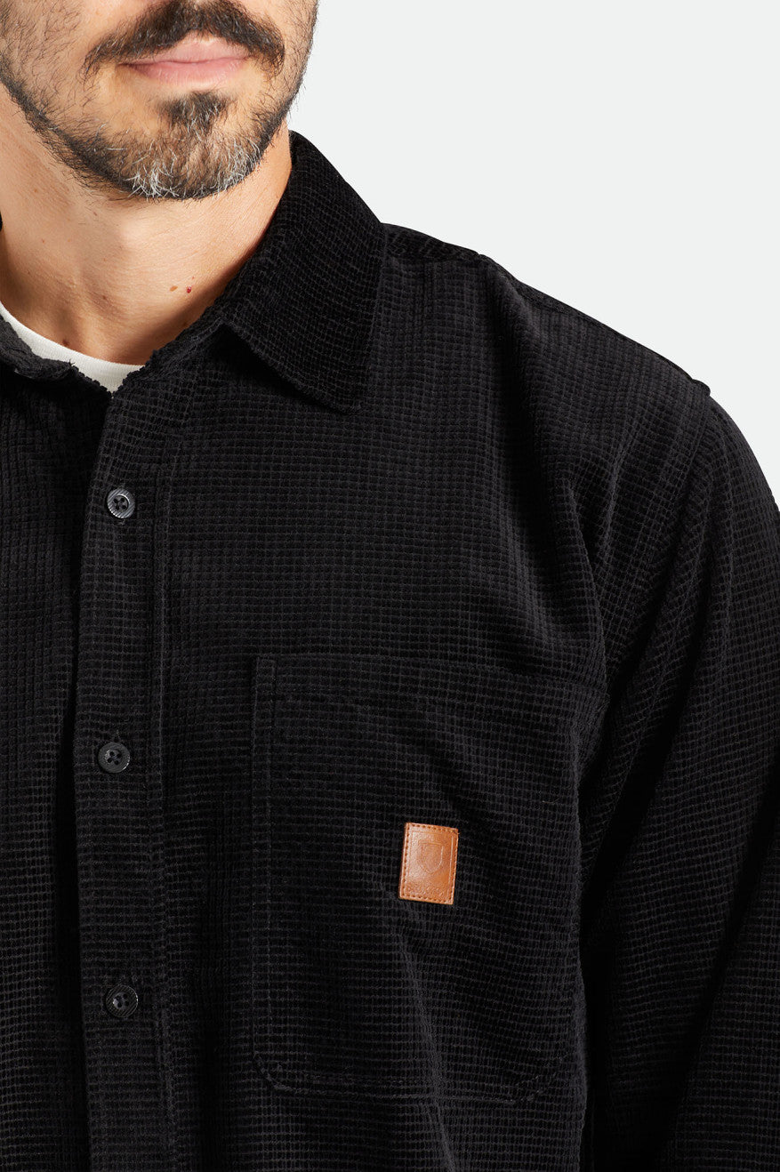 Tops Tejidos Brixton Porter L/S Waffle Corduroy Hombre Negras | NFST29071