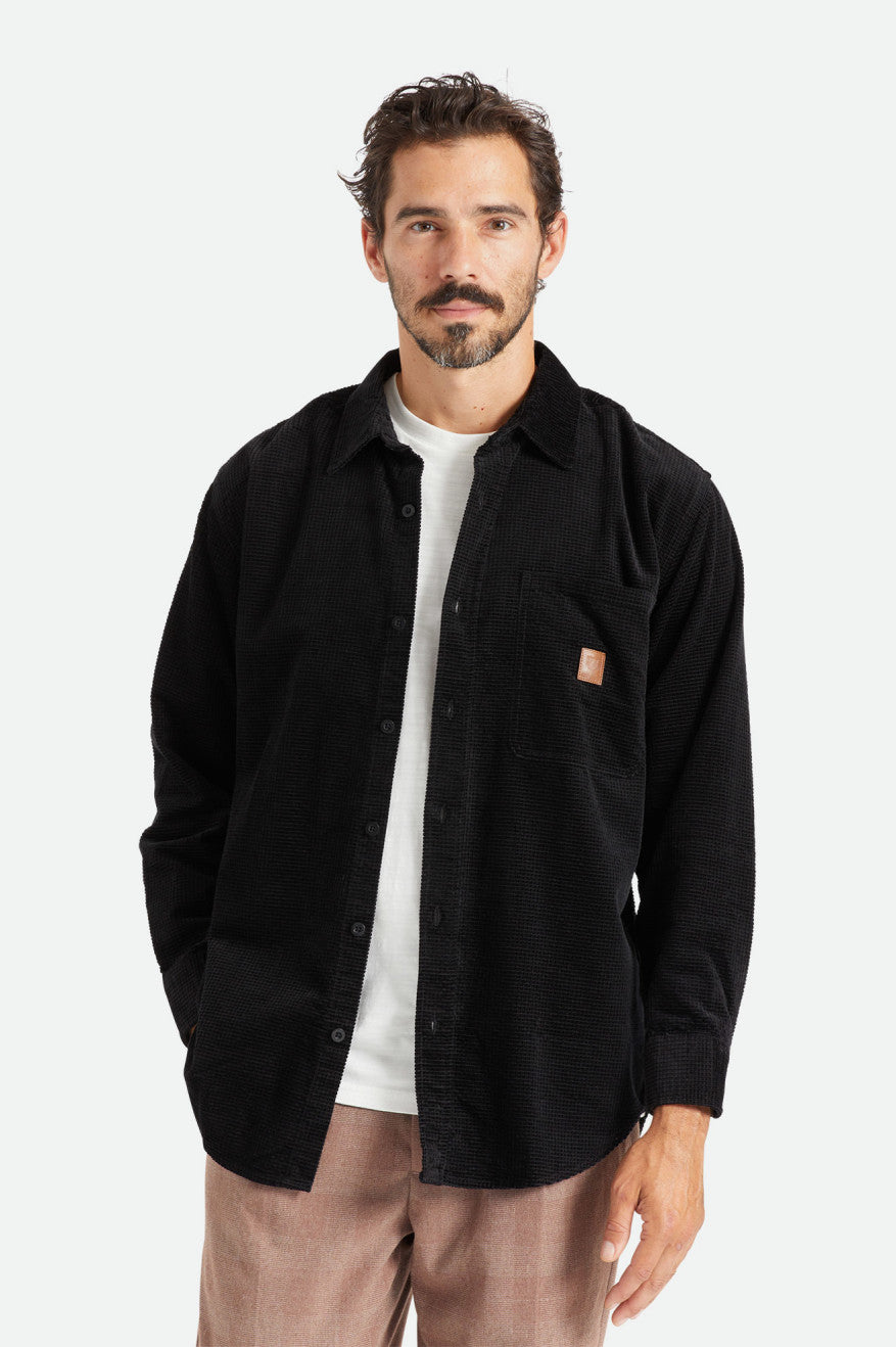 Tops Tejidos Brixton Porter L/S Waffle Corduroy Hombre Negras | NFST29071