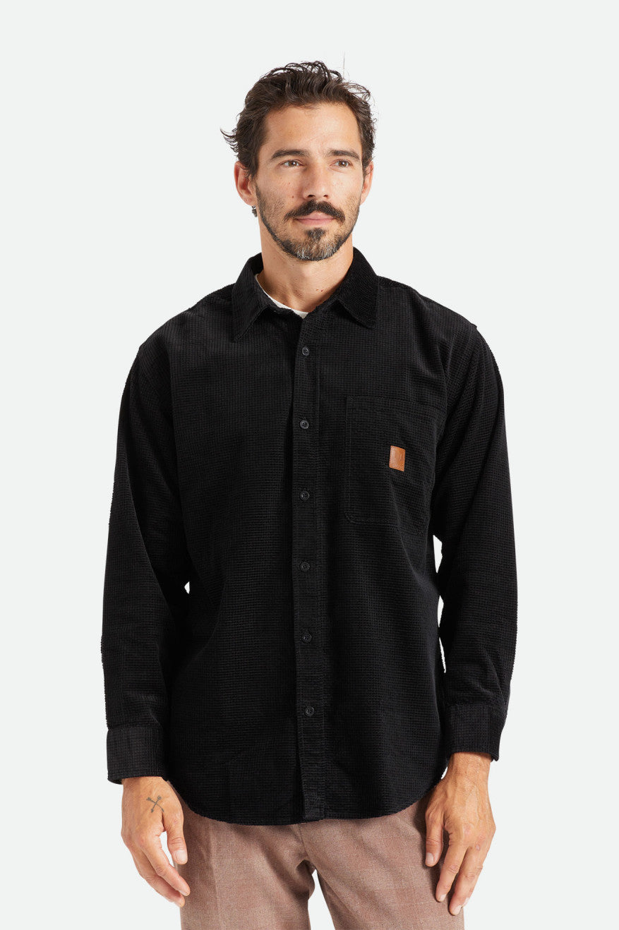 Tops Tejidos Brixton Porter L/S Waffle Corduroy Hombre Negras | NFST29071