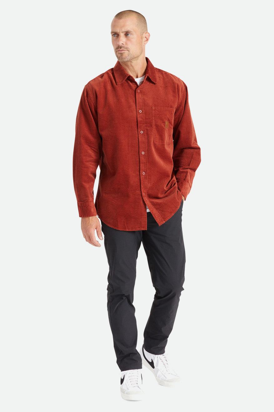 Tops Tejidos Brixton Porter L/S Waffle Corduroy Hombre Rojas | QYRV23964